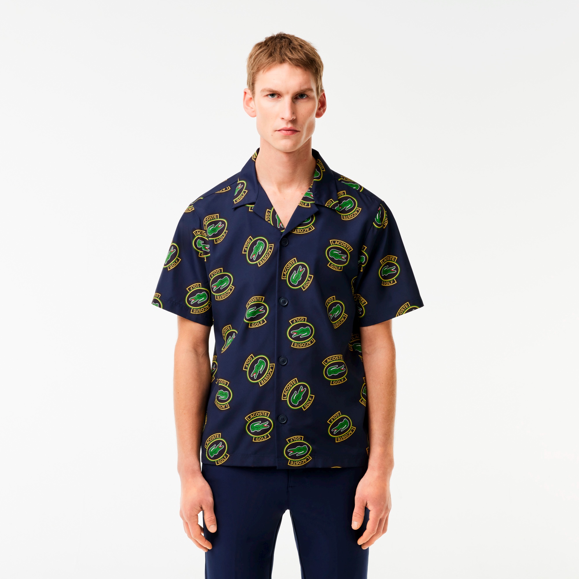 ウルトラドライオープンネック総柄シャツ