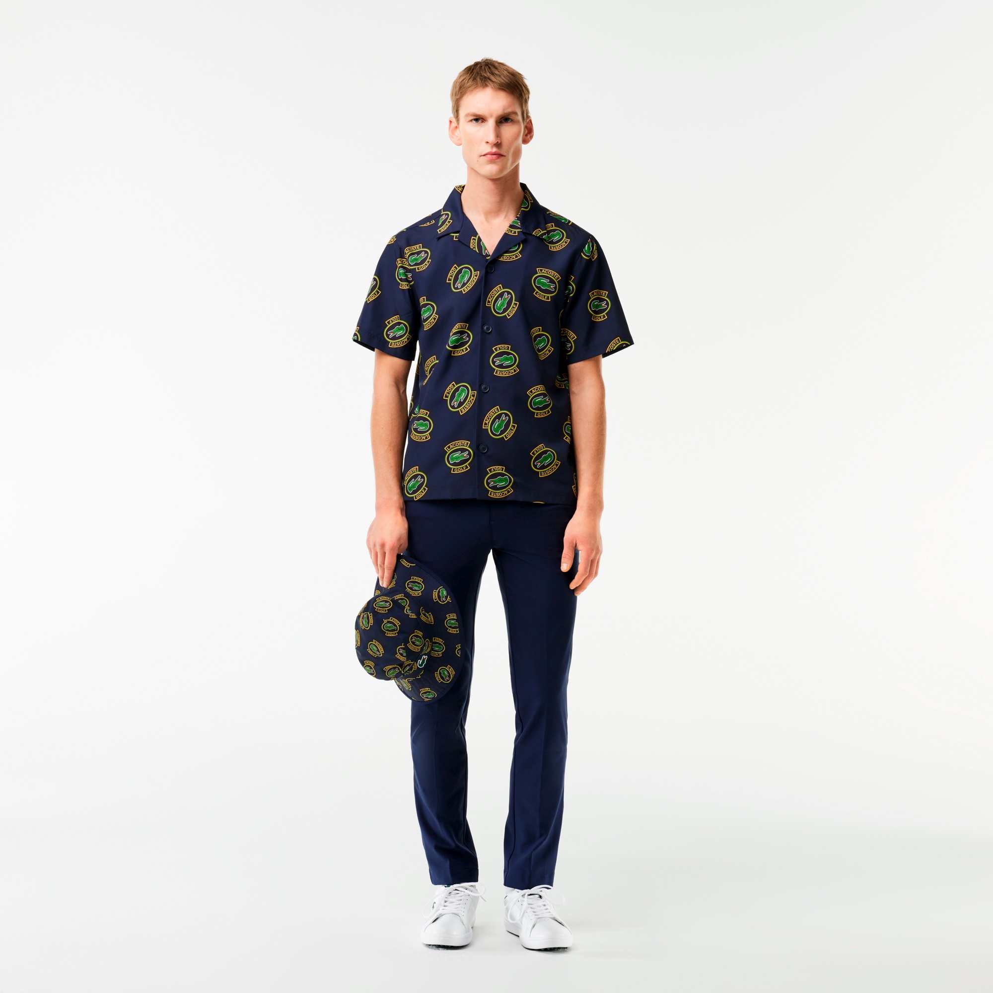 ウルトラドライオープンネック総柄シャツ