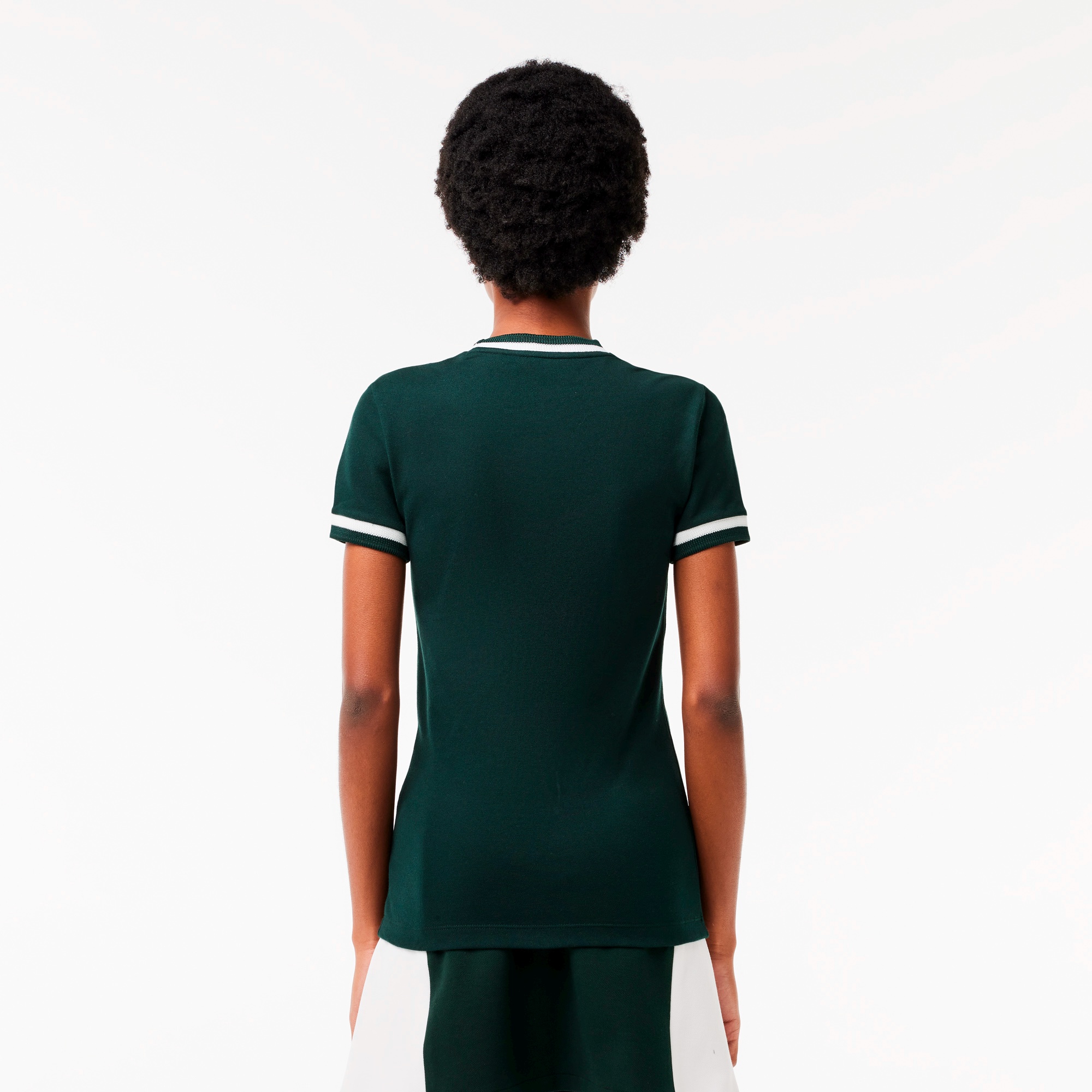 ボーダーリブニットクルーネック鹿の子地Tシャツ