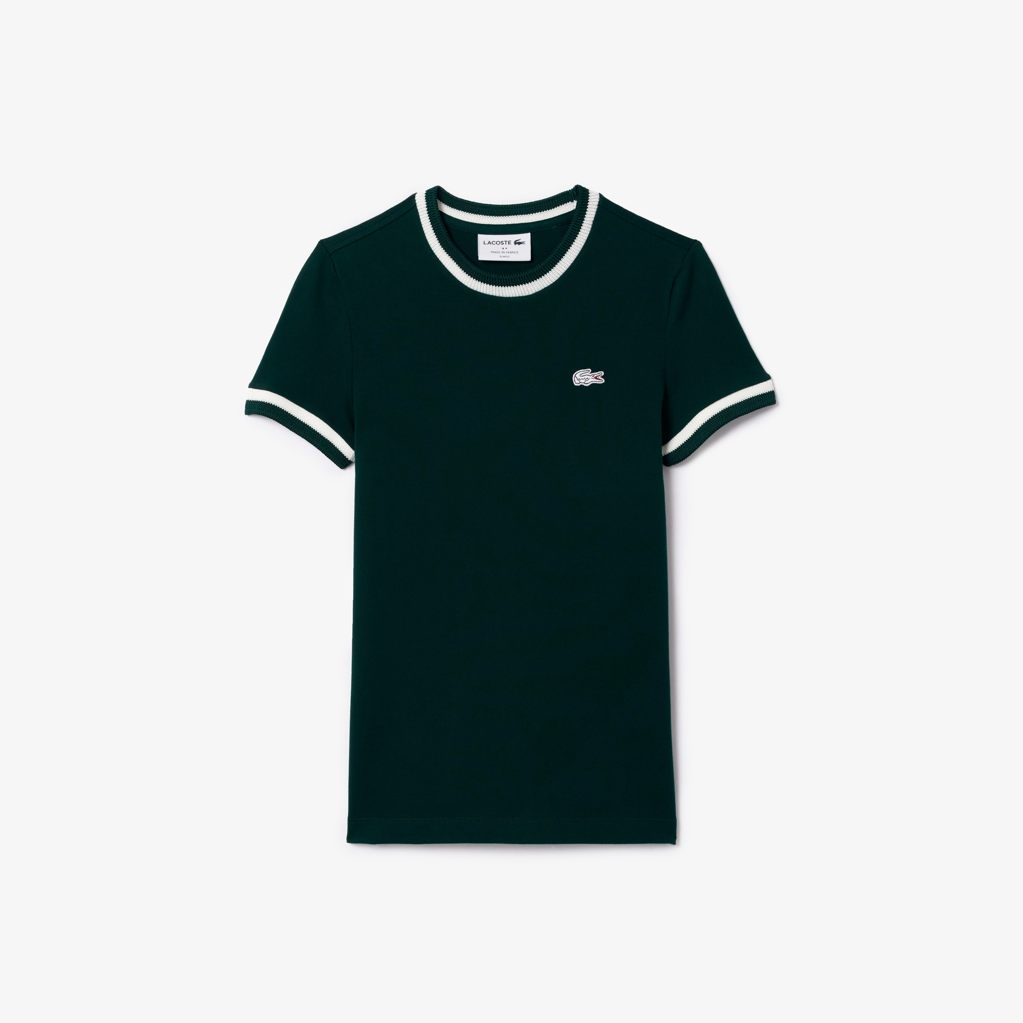 ボーダーリブニットクルーネック鹿の子地Tシャツ