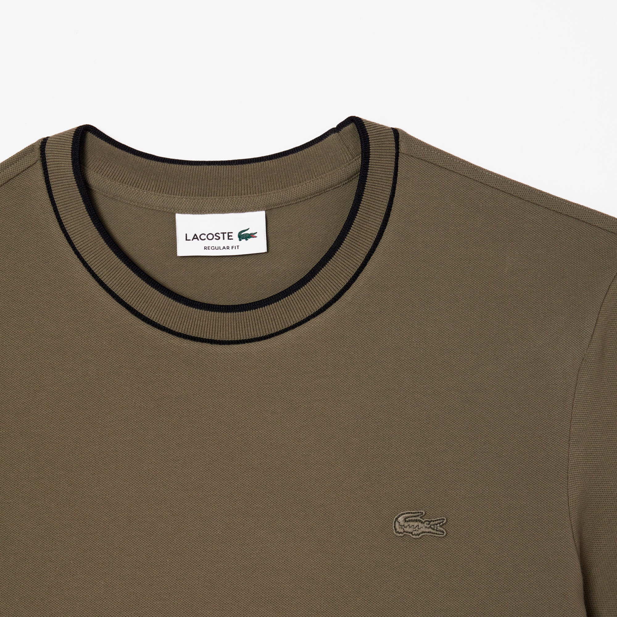 ラインドリブネック鹿の子地Tシャツ