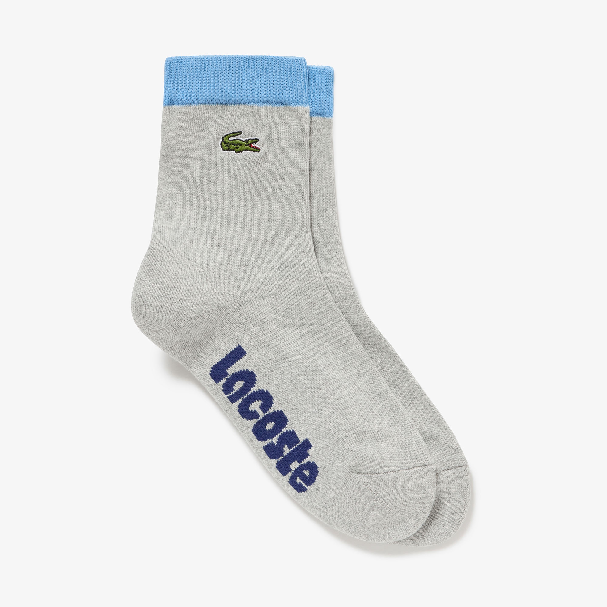 配色リブニット足底パイルショートソックス