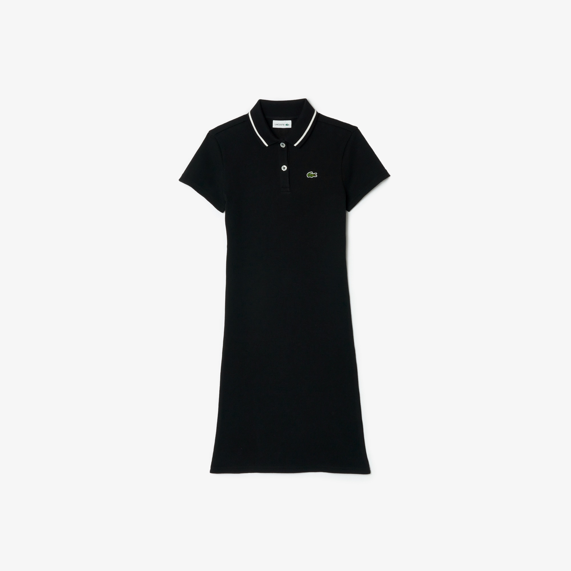 コットンリブニットAラインGIRLSポロドレス