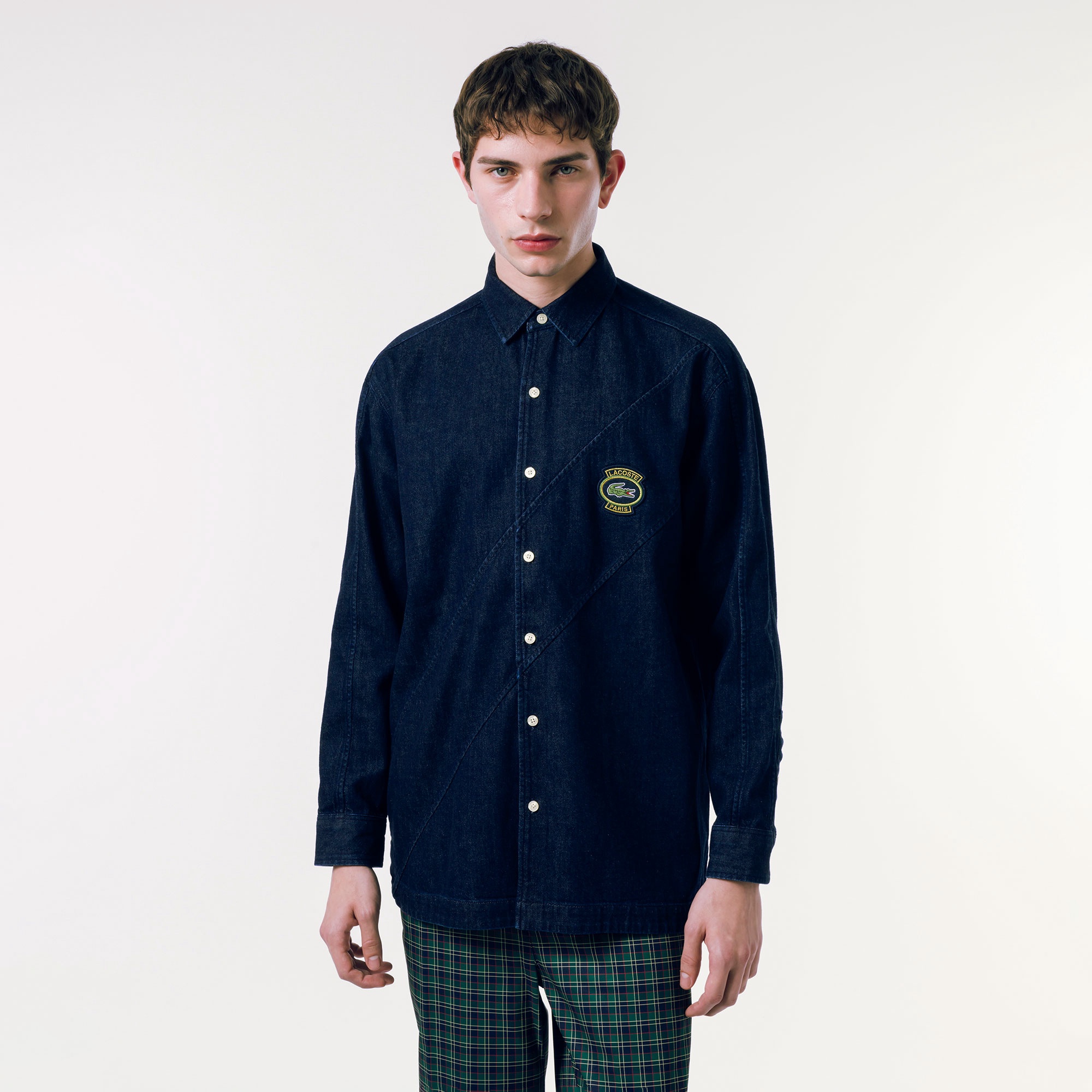 バイアスカットデニムシャツ