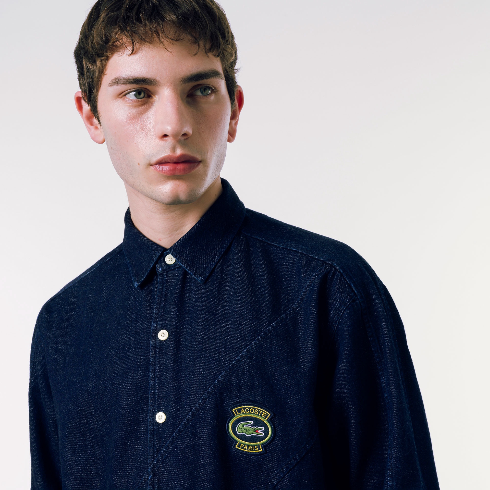 バイアスカットデニムシャツ