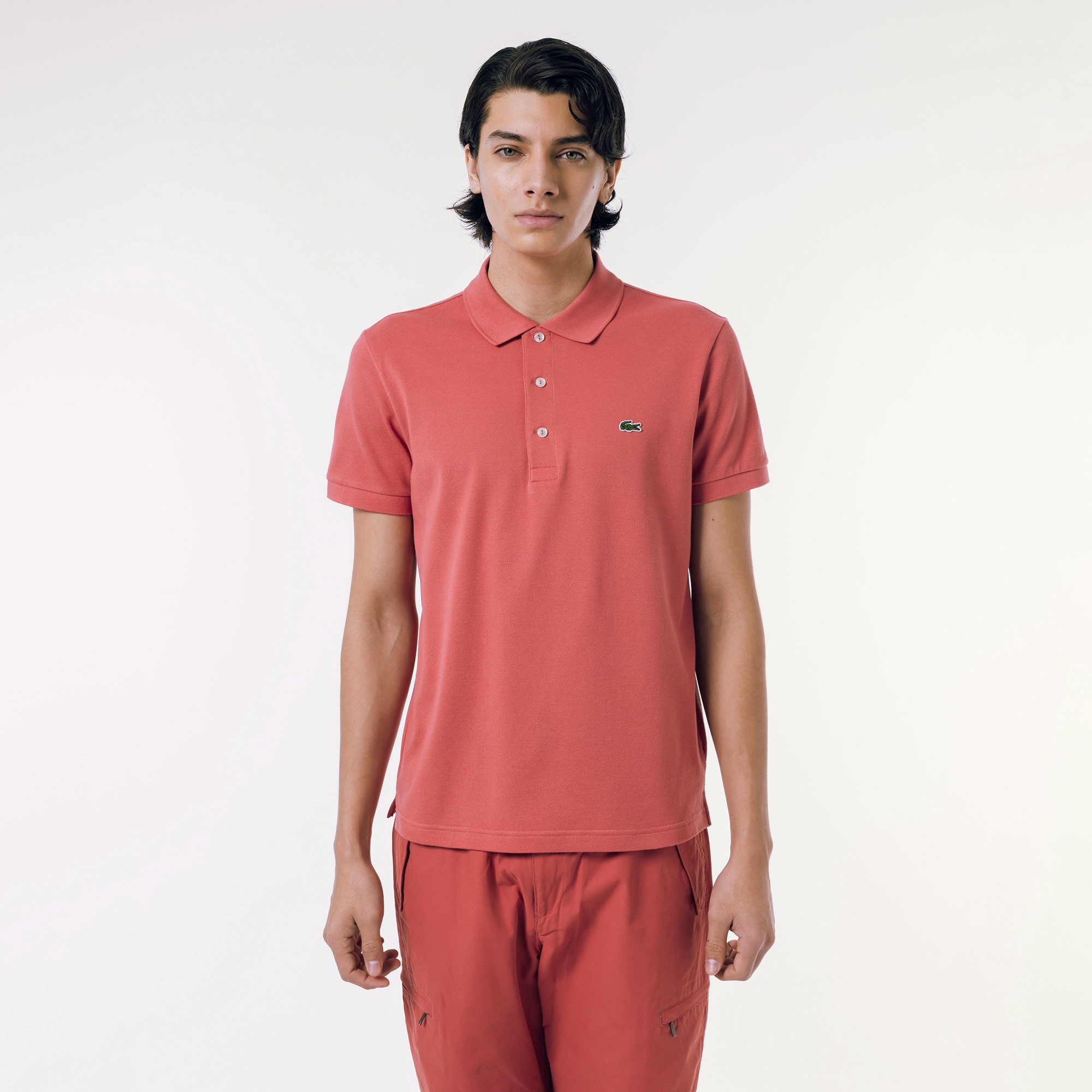 スリムフィットソリッドポロシャツ (半袖)