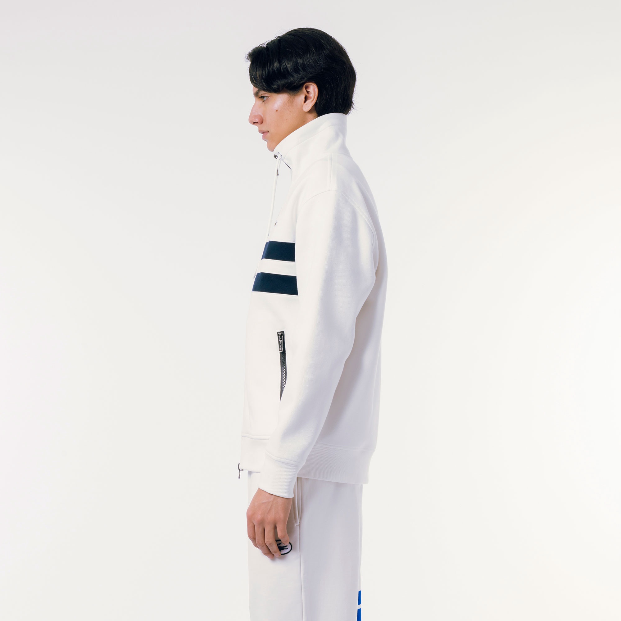 アシンメトリーボーダーハイネックジャケット