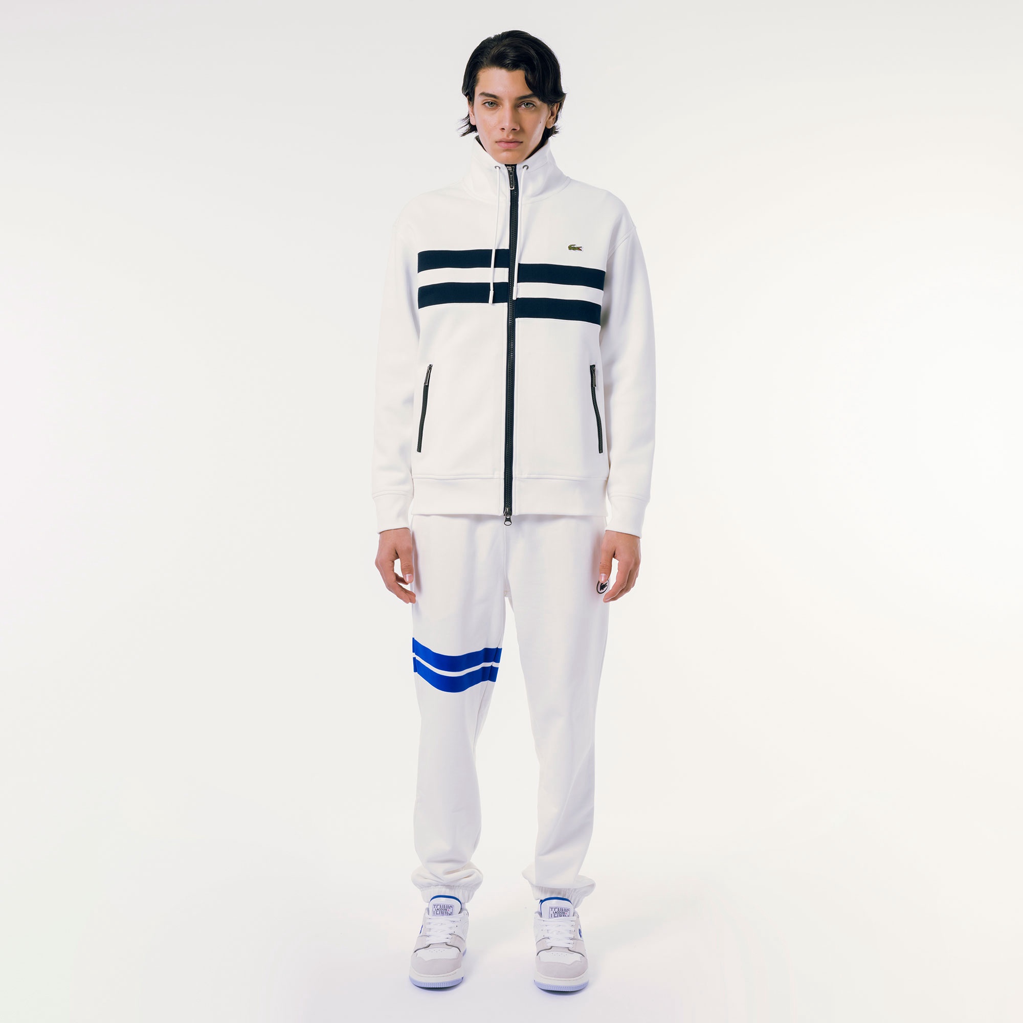 アシンメトリーボーダーハイネックジャケット