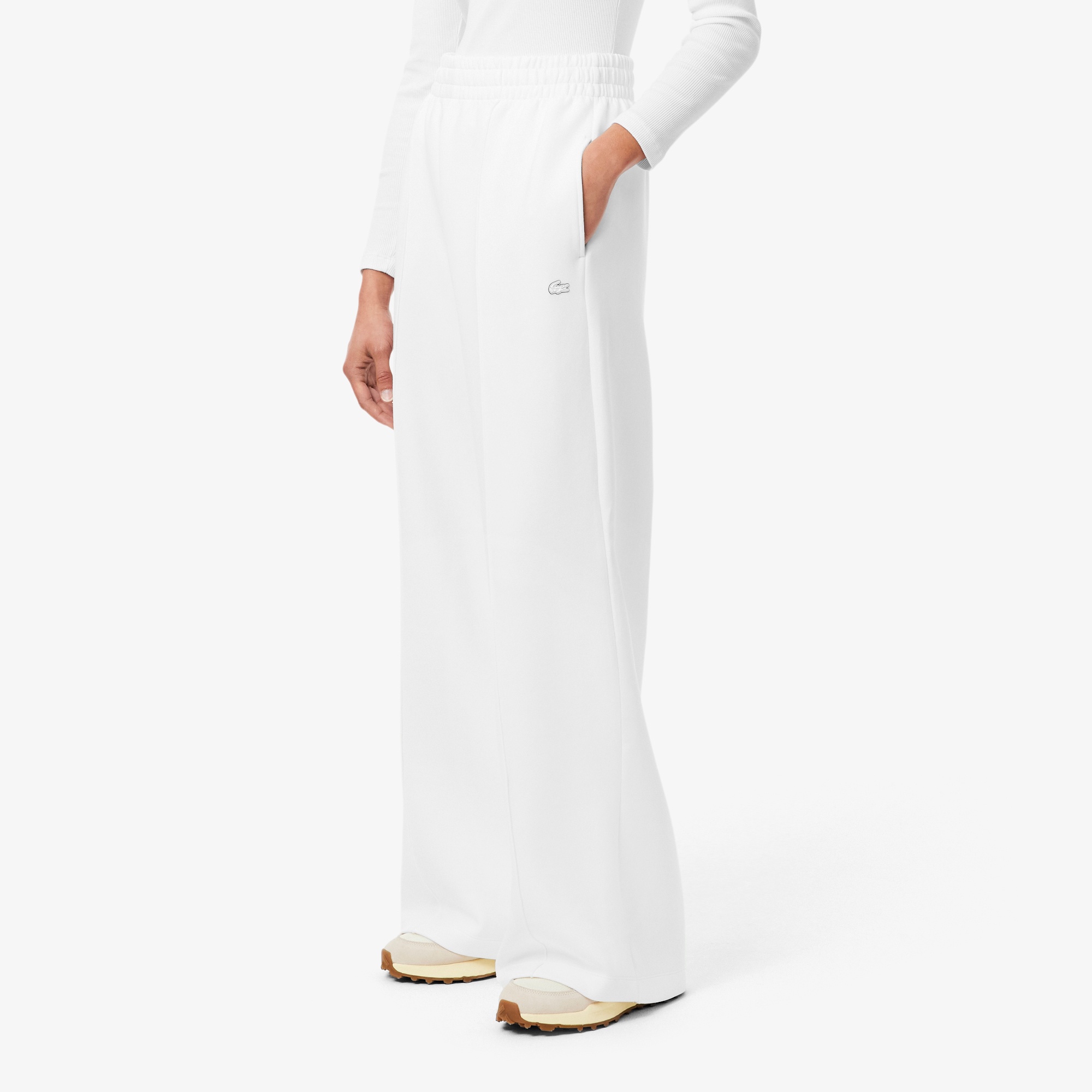 ダブルフェイス鹿の子地ワイドトラックパンツ