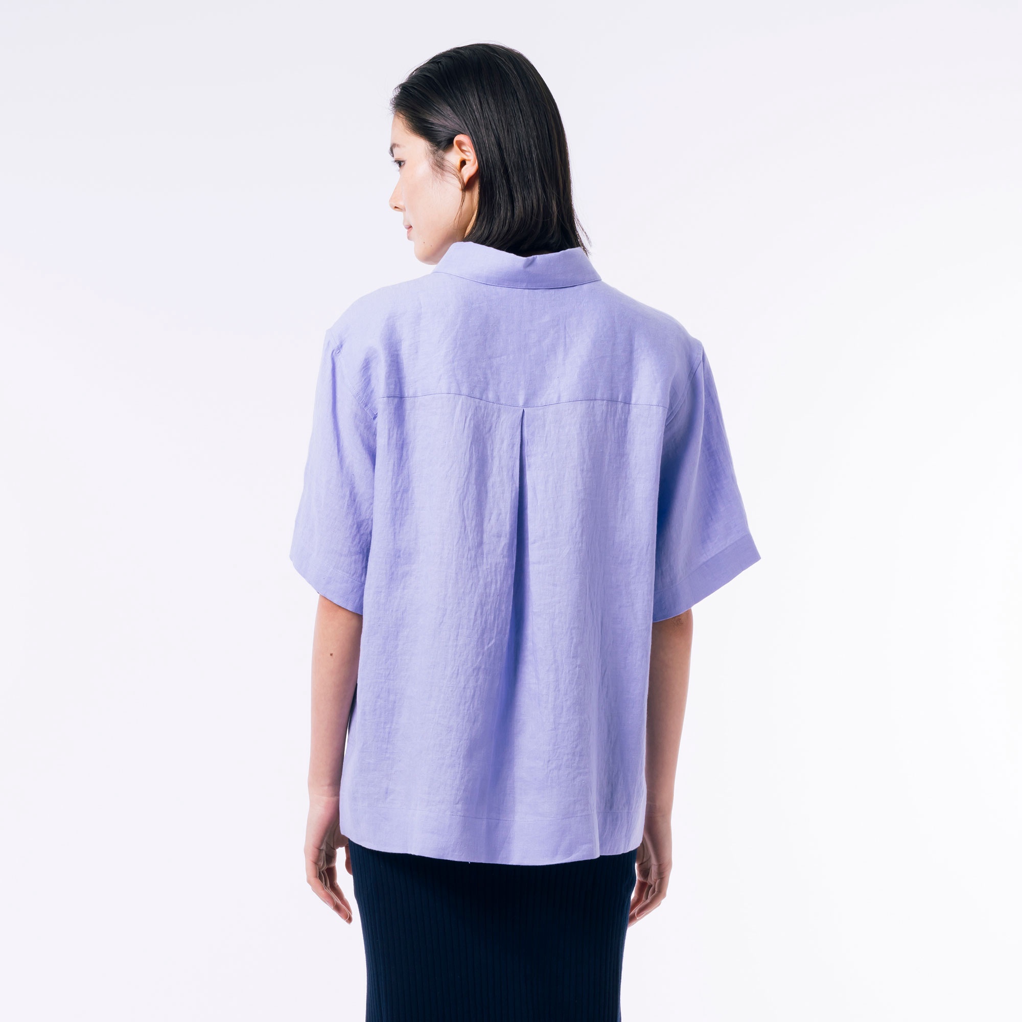 リネンコットン5分袖シャツ