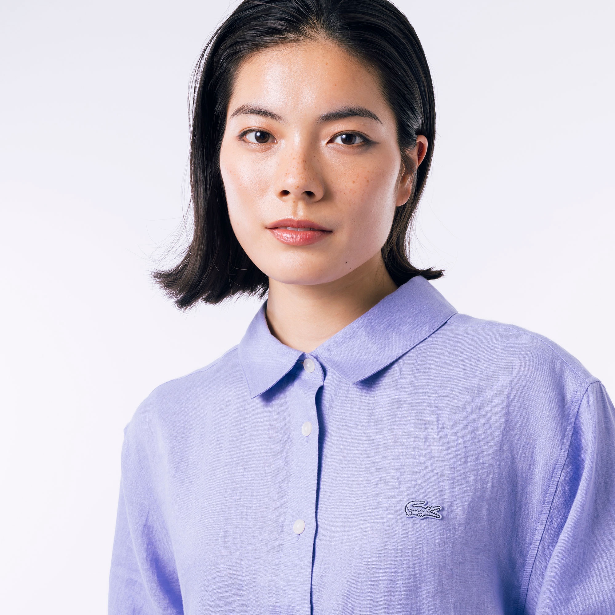 リネンコットン5分袖シャツ