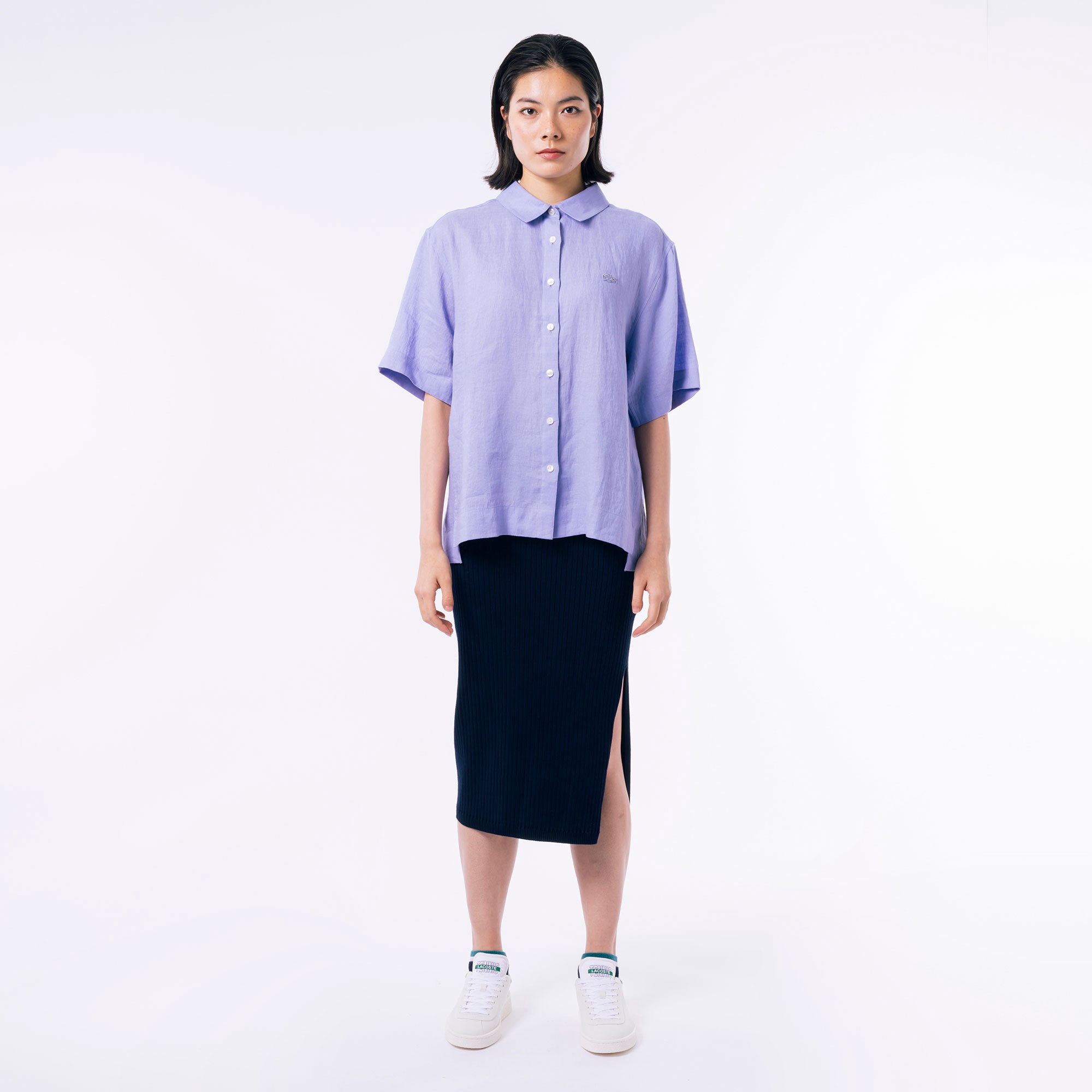 リネンコットン5分袖シャツ