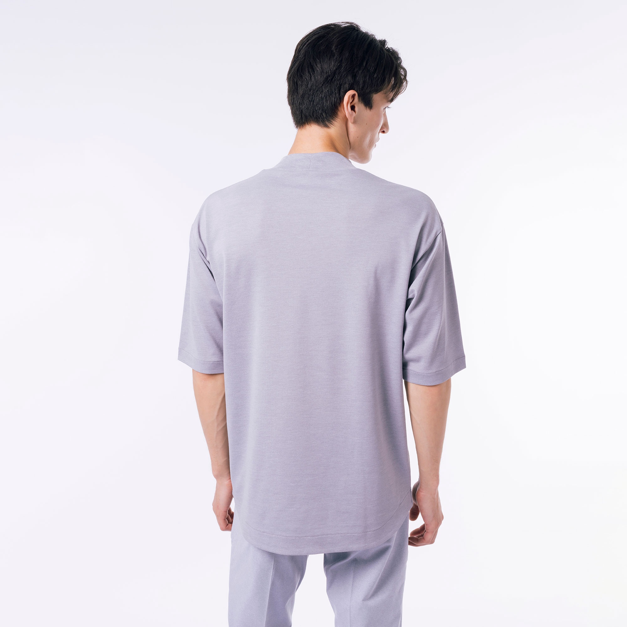 5分袖モックネックサマーニットTシャツ