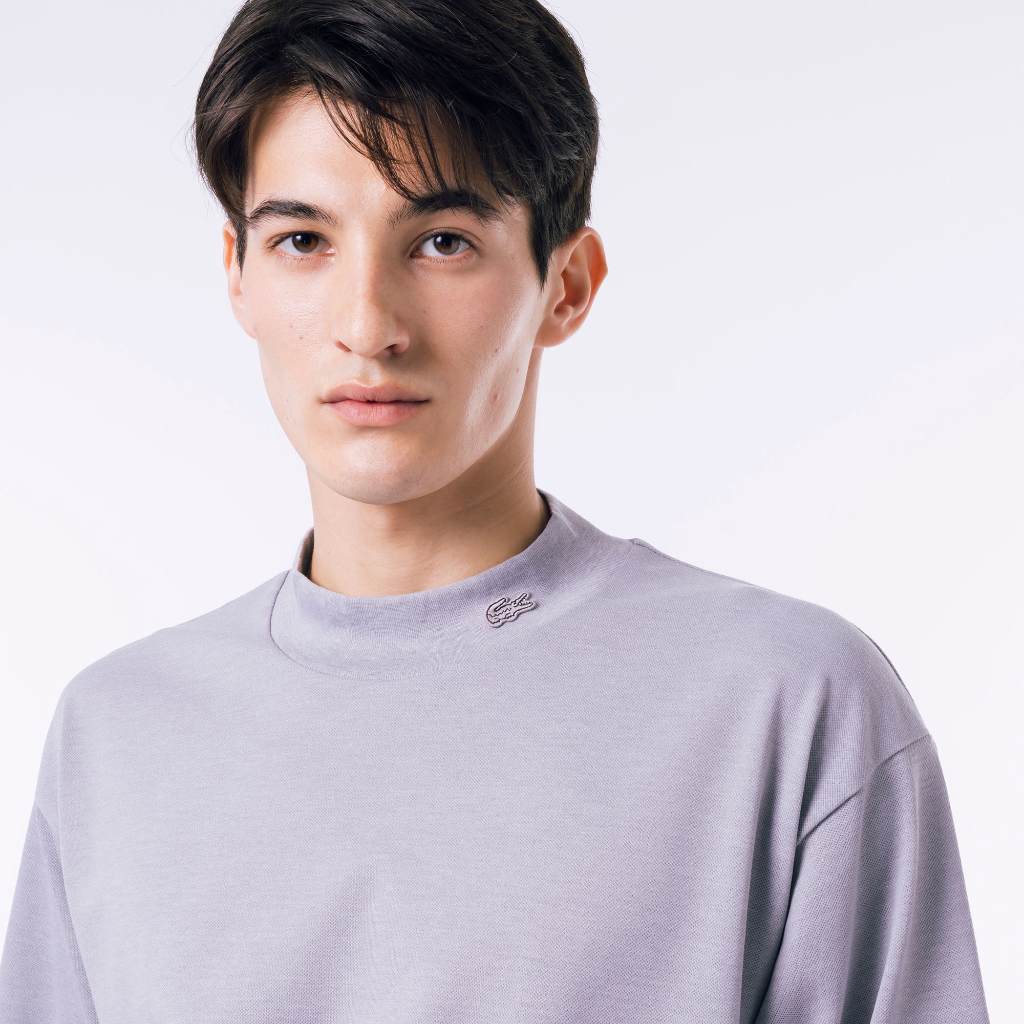 5分袖モックネックサマーニットTシャツ