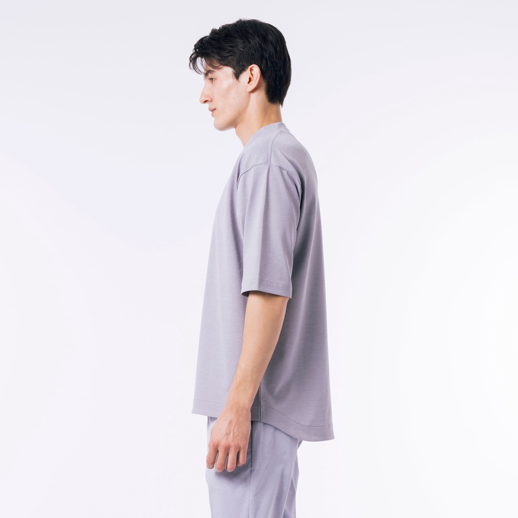 5分袖モックネックサマーニットTシャツ