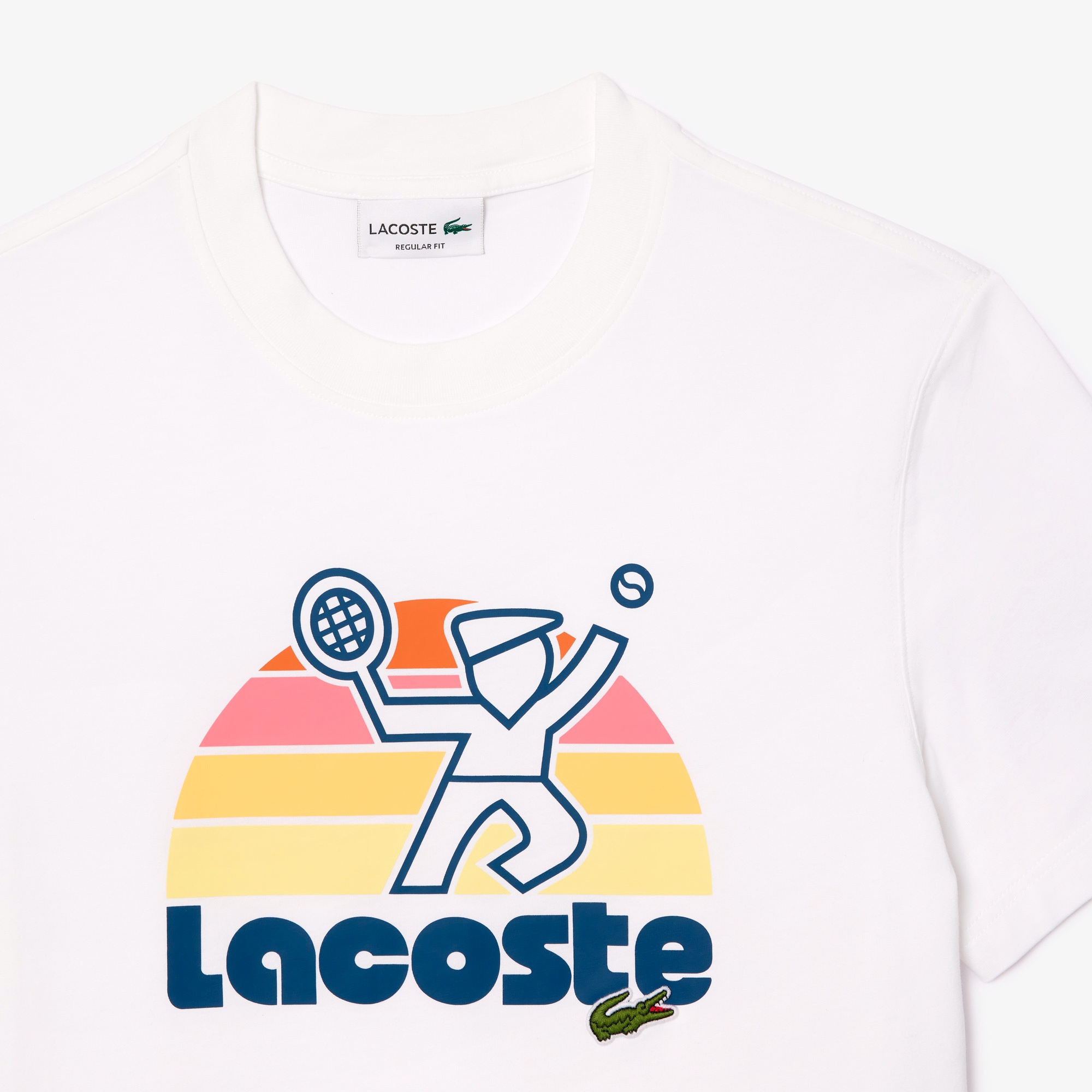 テニスプレイヤーグラフィックプリントクルーネックTシャツ