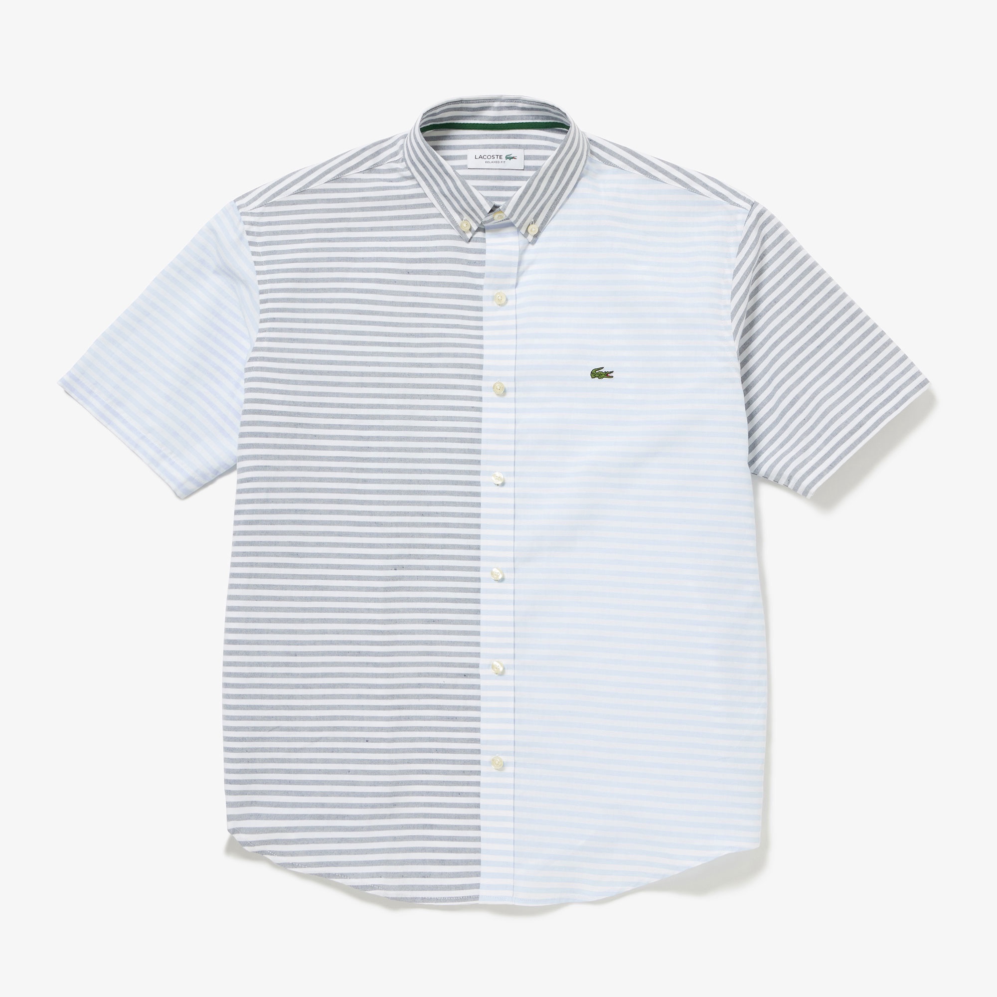 コットンリネンボーダーシャツ