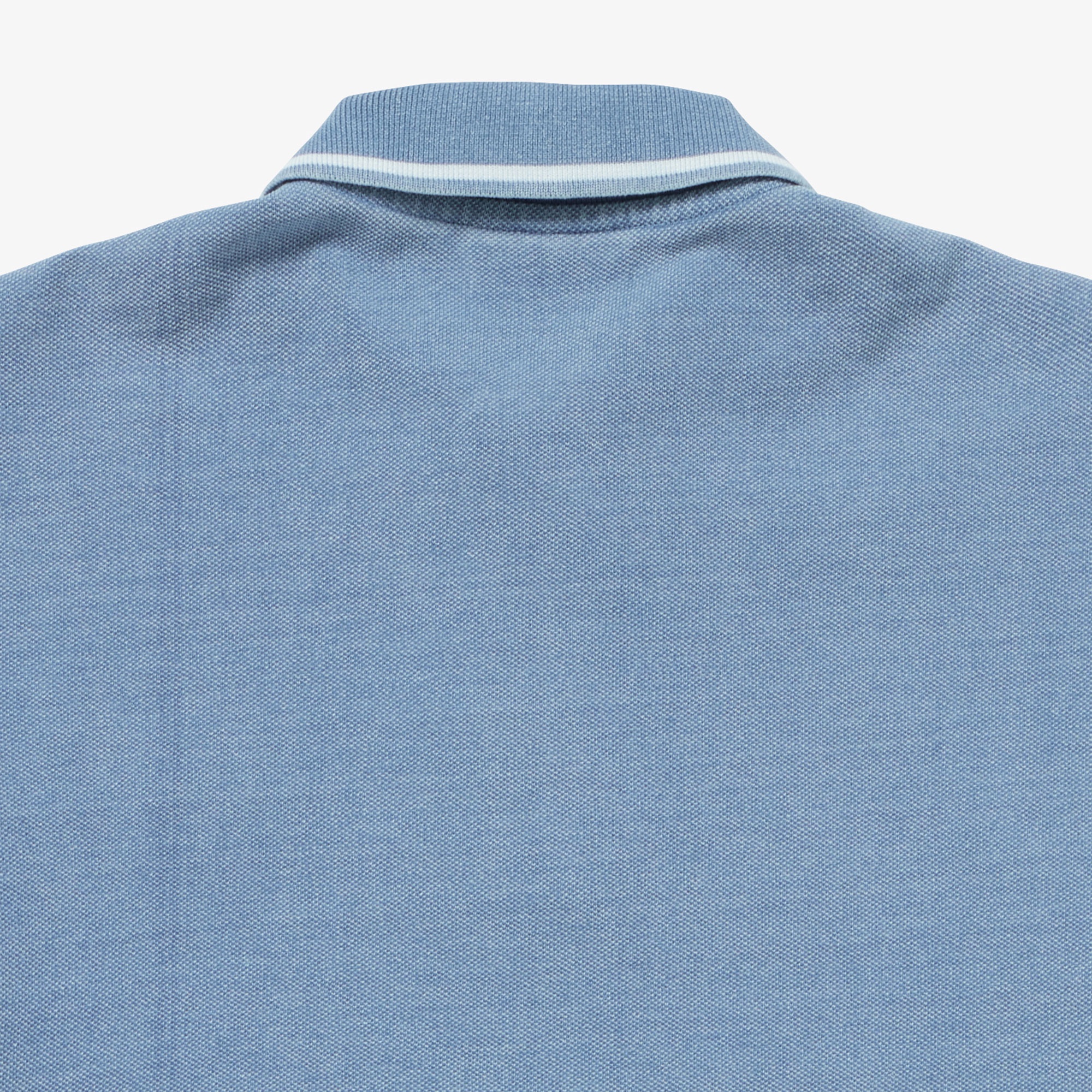 配色リブニットインディゴポロシャツ