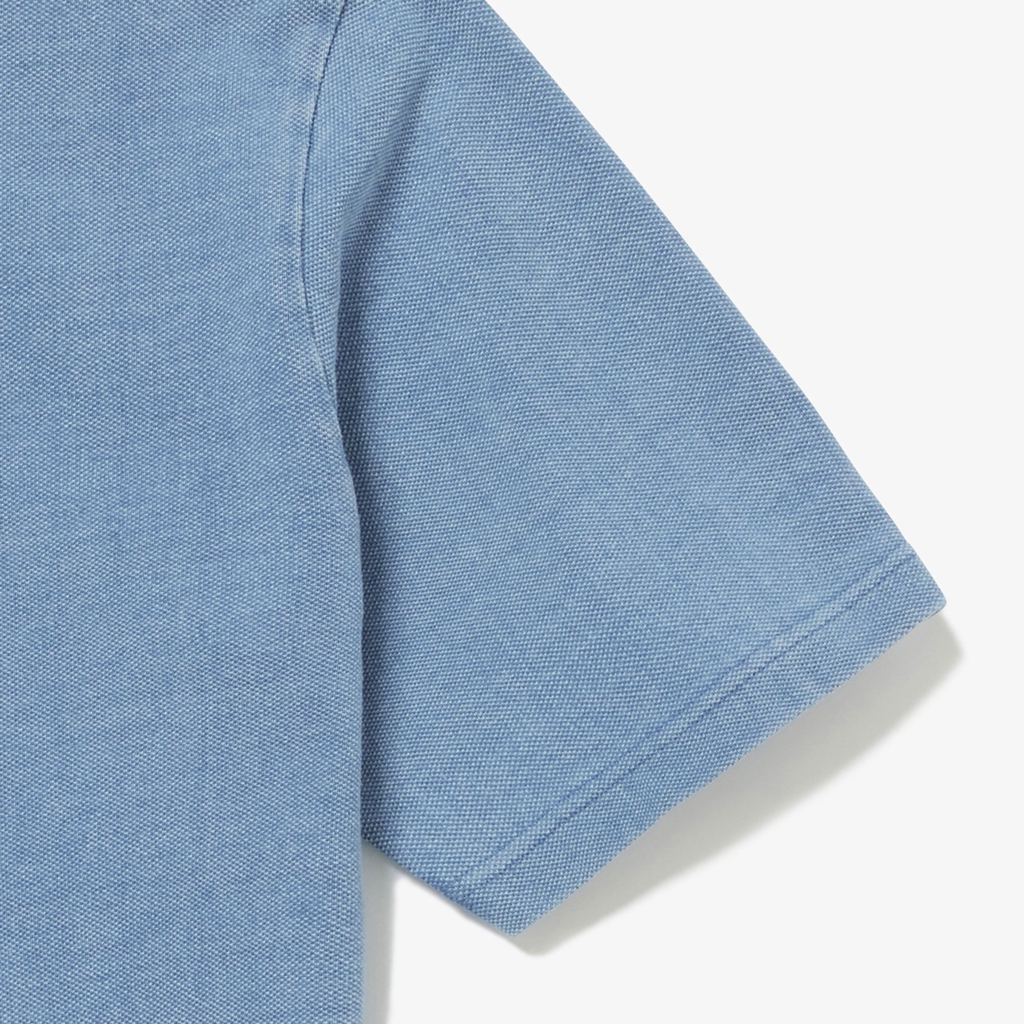 配色リブニットインディゴポロシャツ