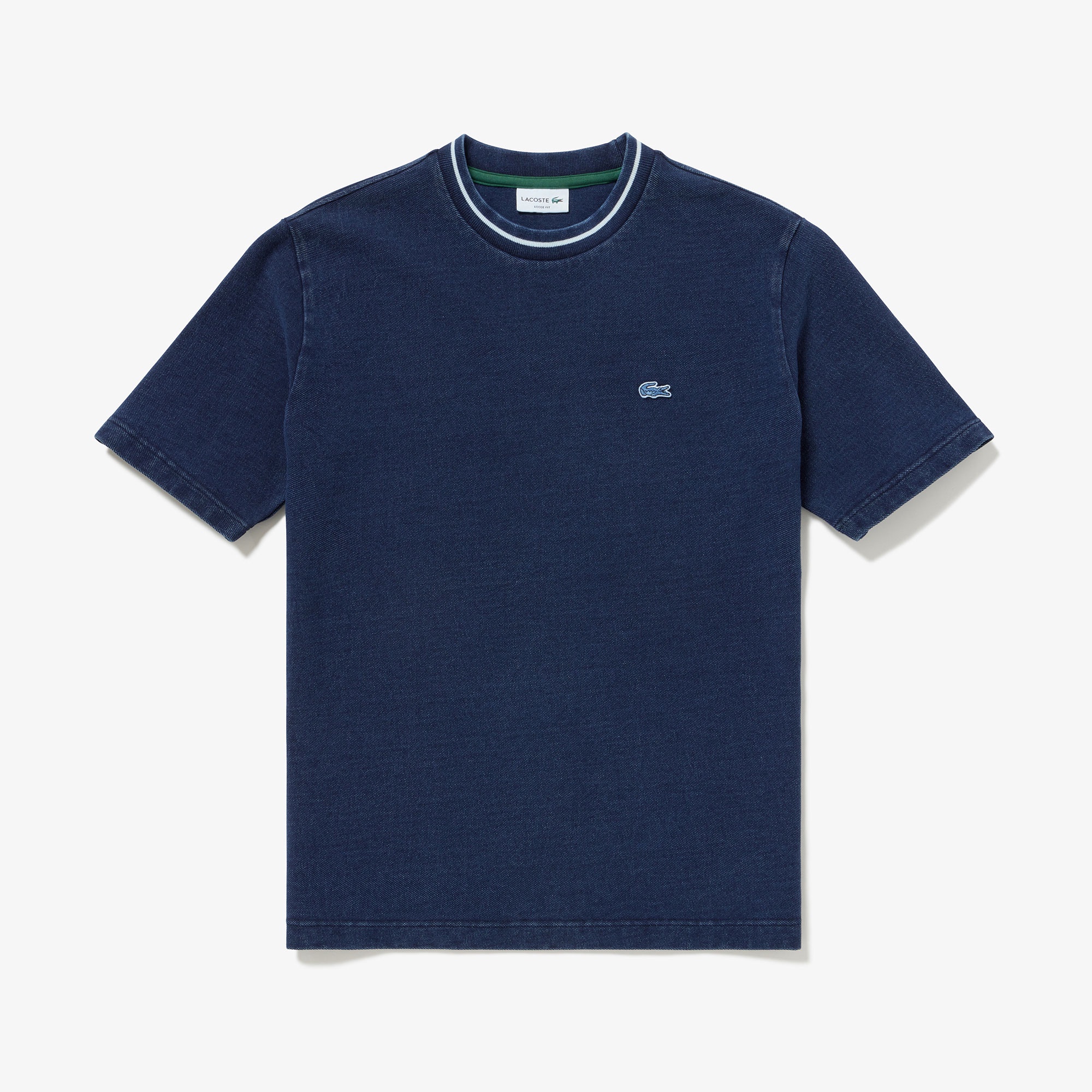 配色リブニットインディゴTシャツ