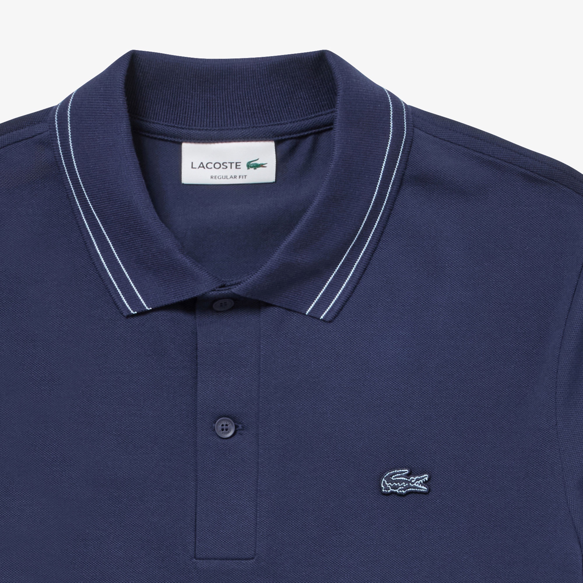 ストライプリブニットカラーストレッチポロシャツ