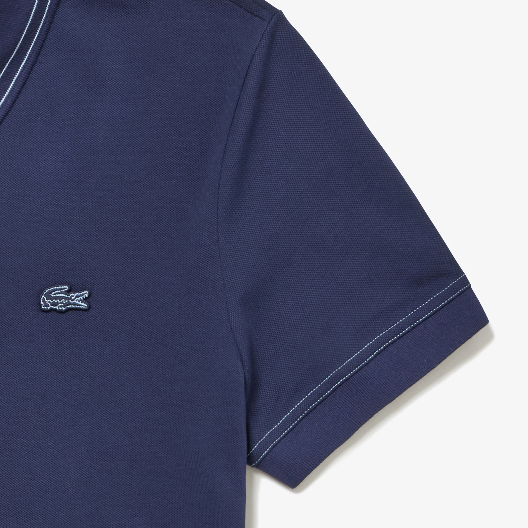 ストライプリブニットカラーストレッチポロシャツ