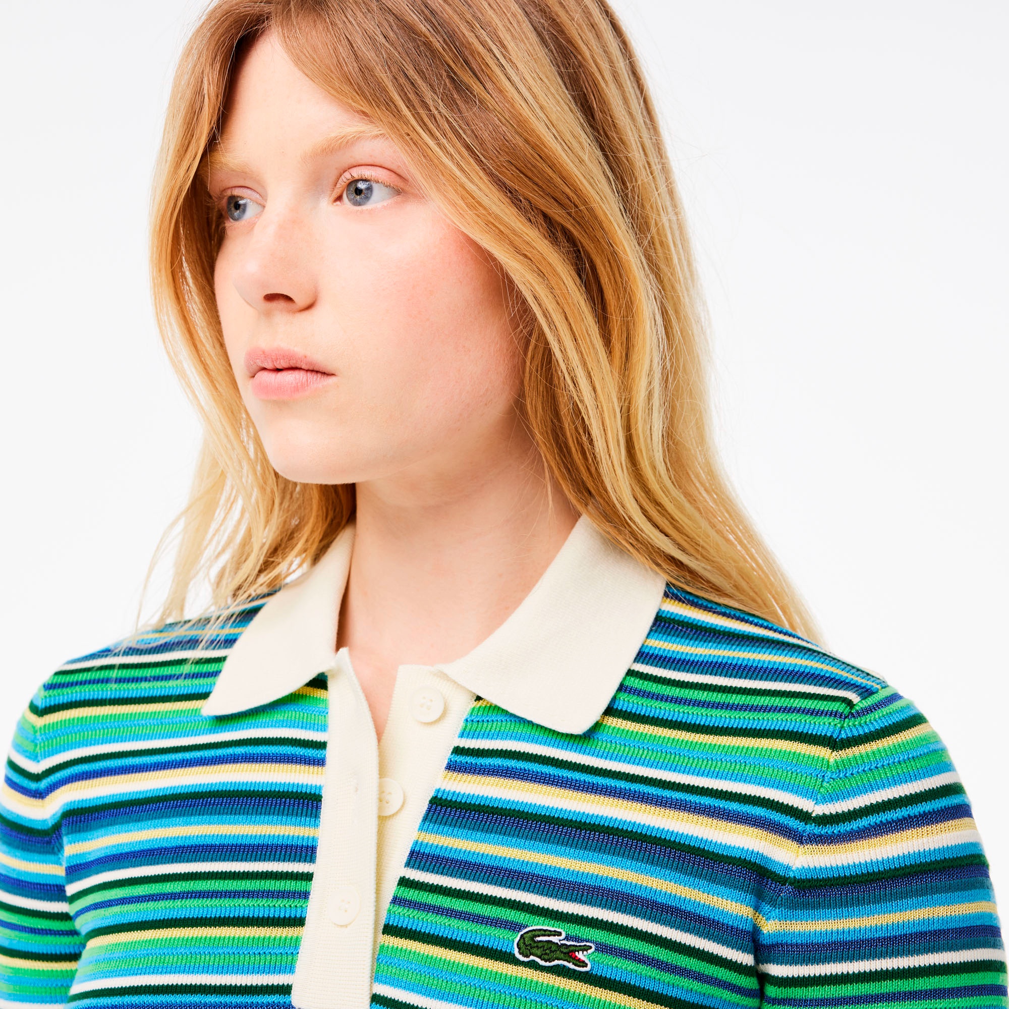 マルチカラーボーダーニットポロシャツ