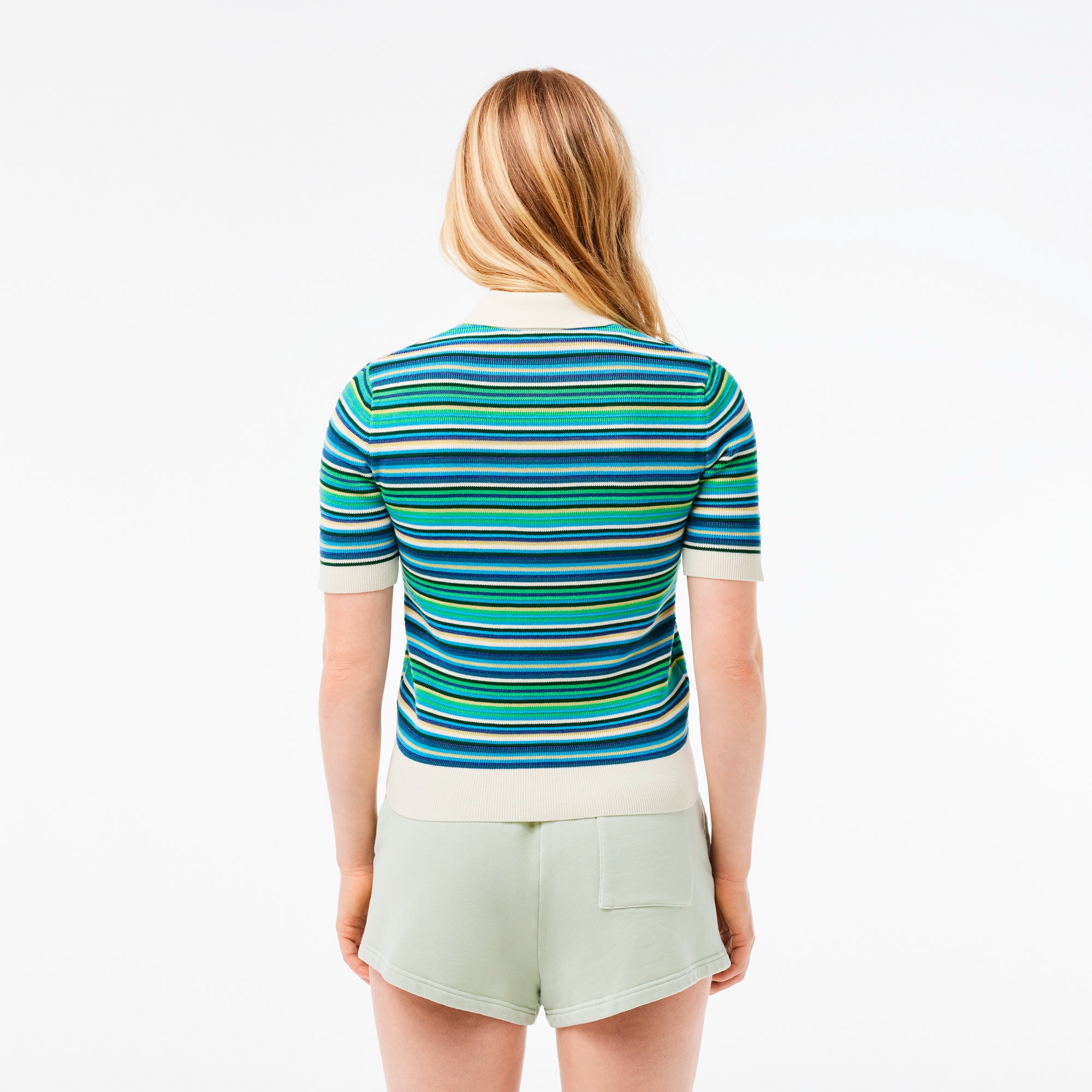 マルチカラーボーダーニットポロシャツ