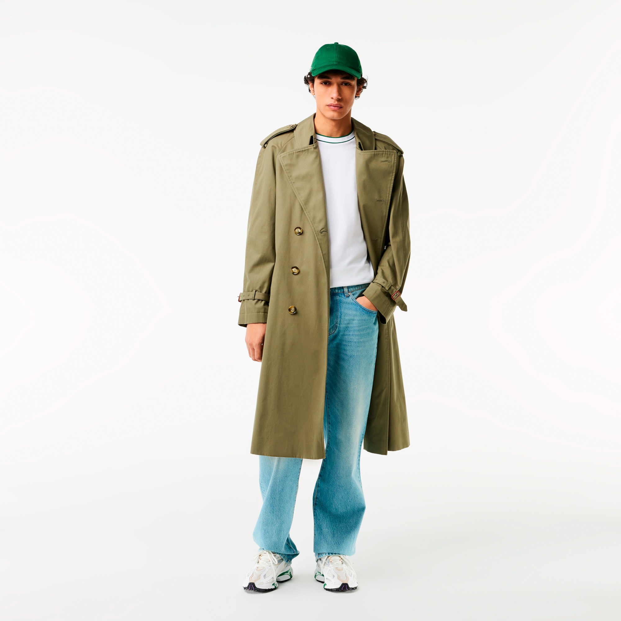 ラインドリブネック鹿の子地Tシャツ