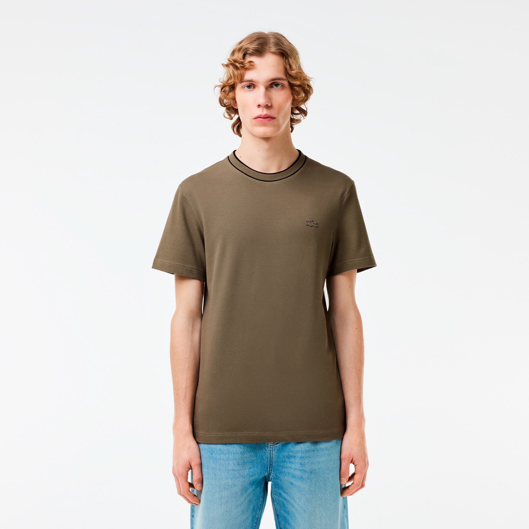 ラインドリブネック鹿の子地Tシャツ TH1004 - ラコステ（LACOSTE