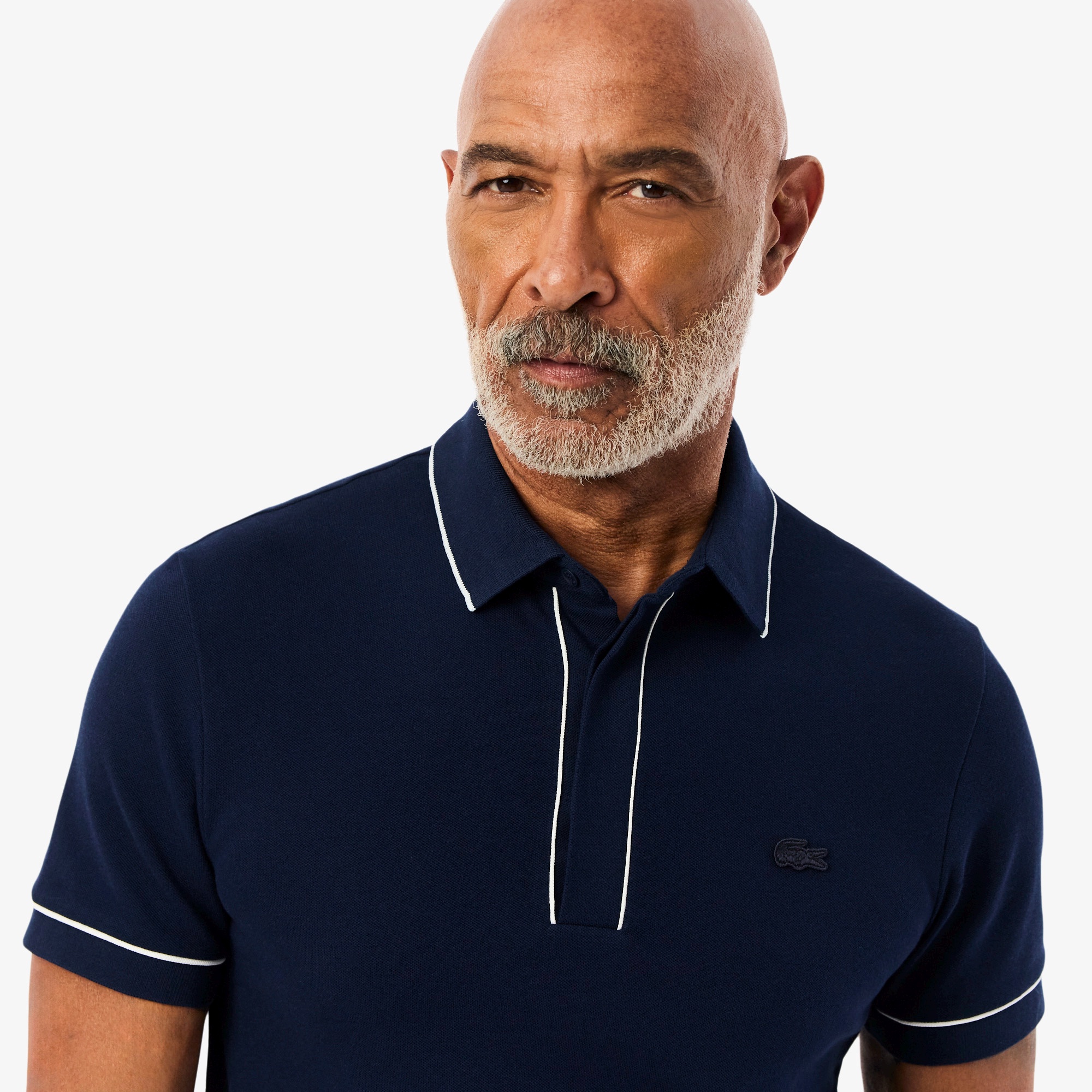 配色パイピング比翼ポロシャツ