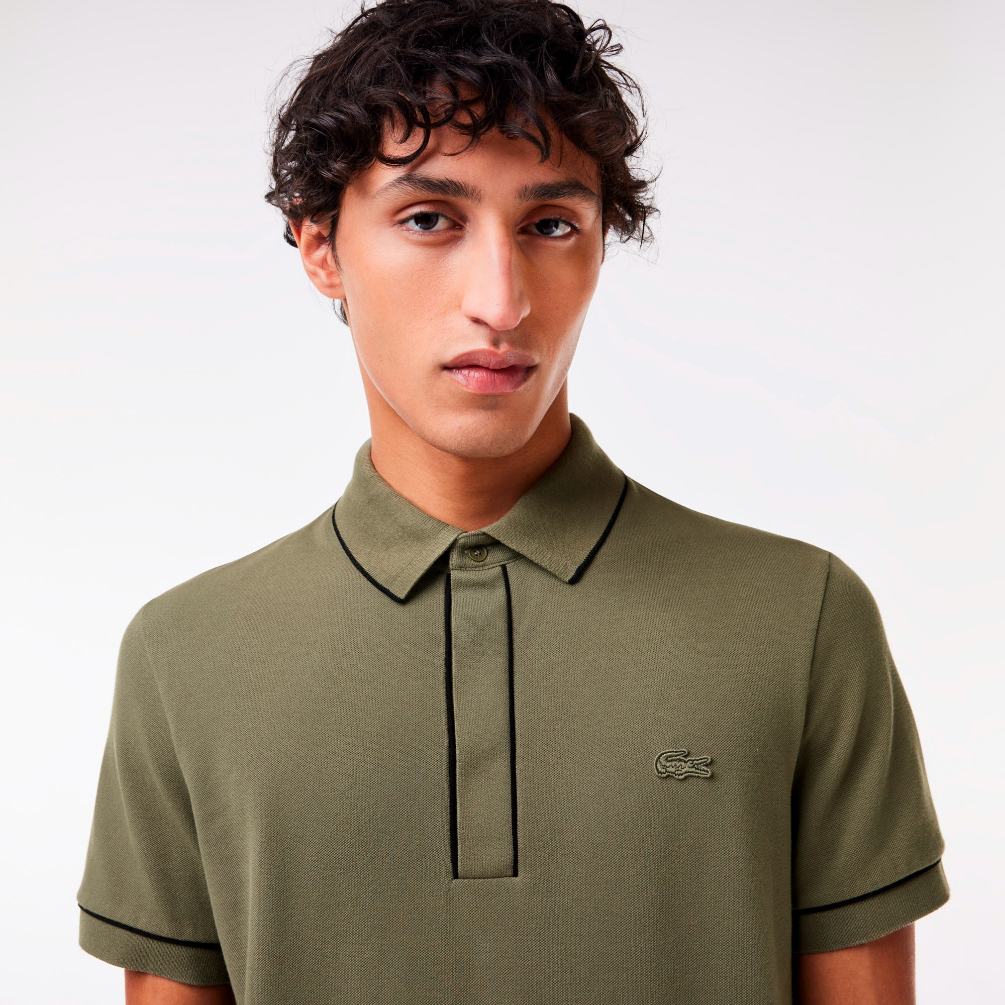 配色パイピング比翼ポロシャツ