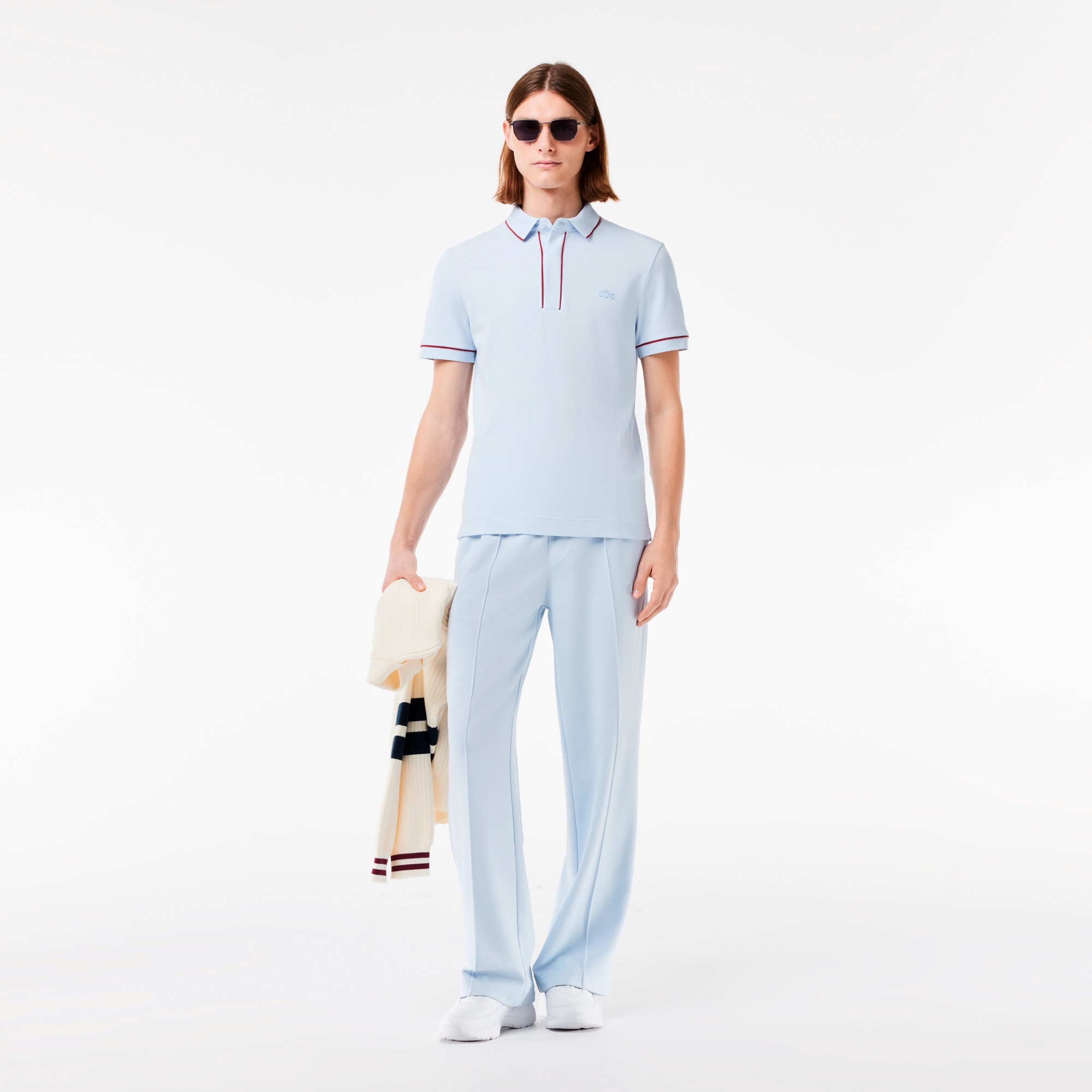 配色パイピング比翼ポロシャツ