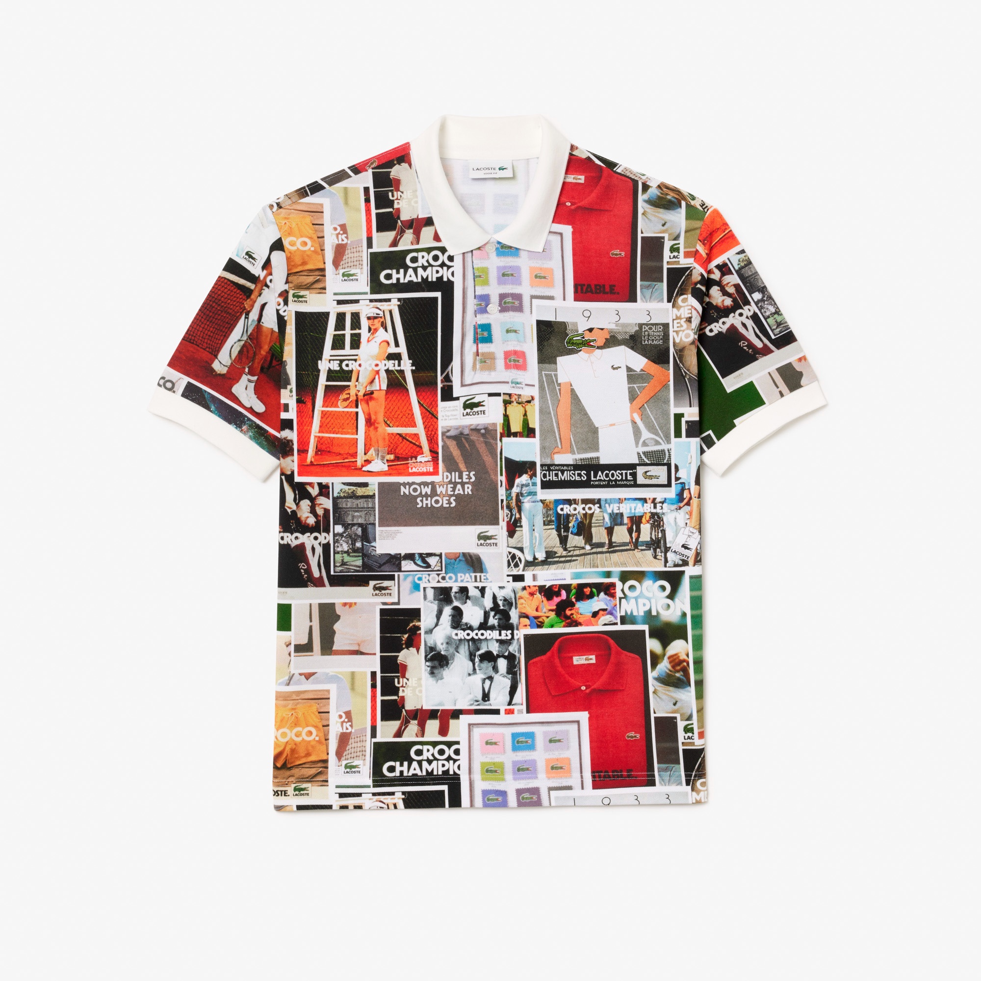 総柄転写プリントポロシャツ