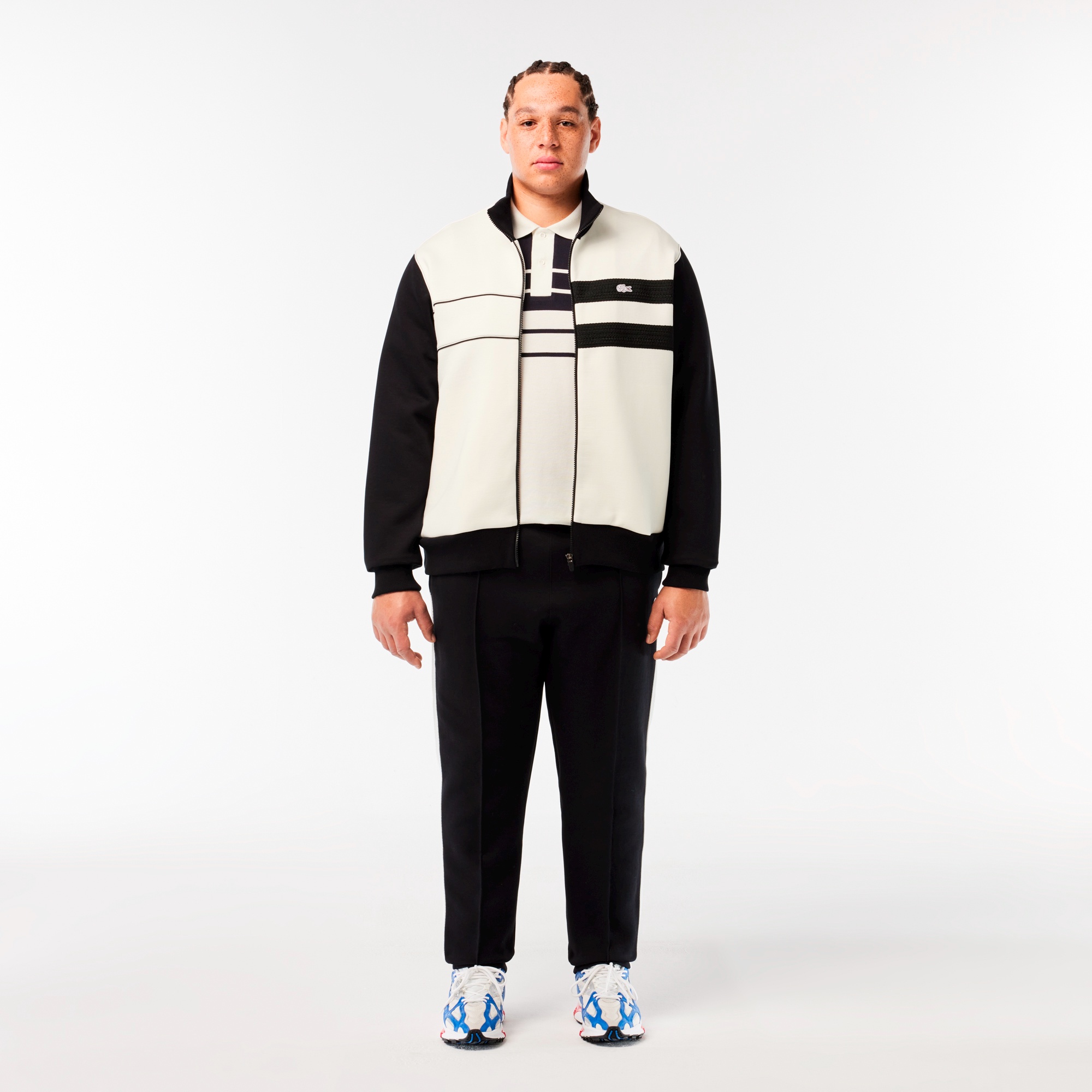 モノトーンパネルボーダーポロシャツ