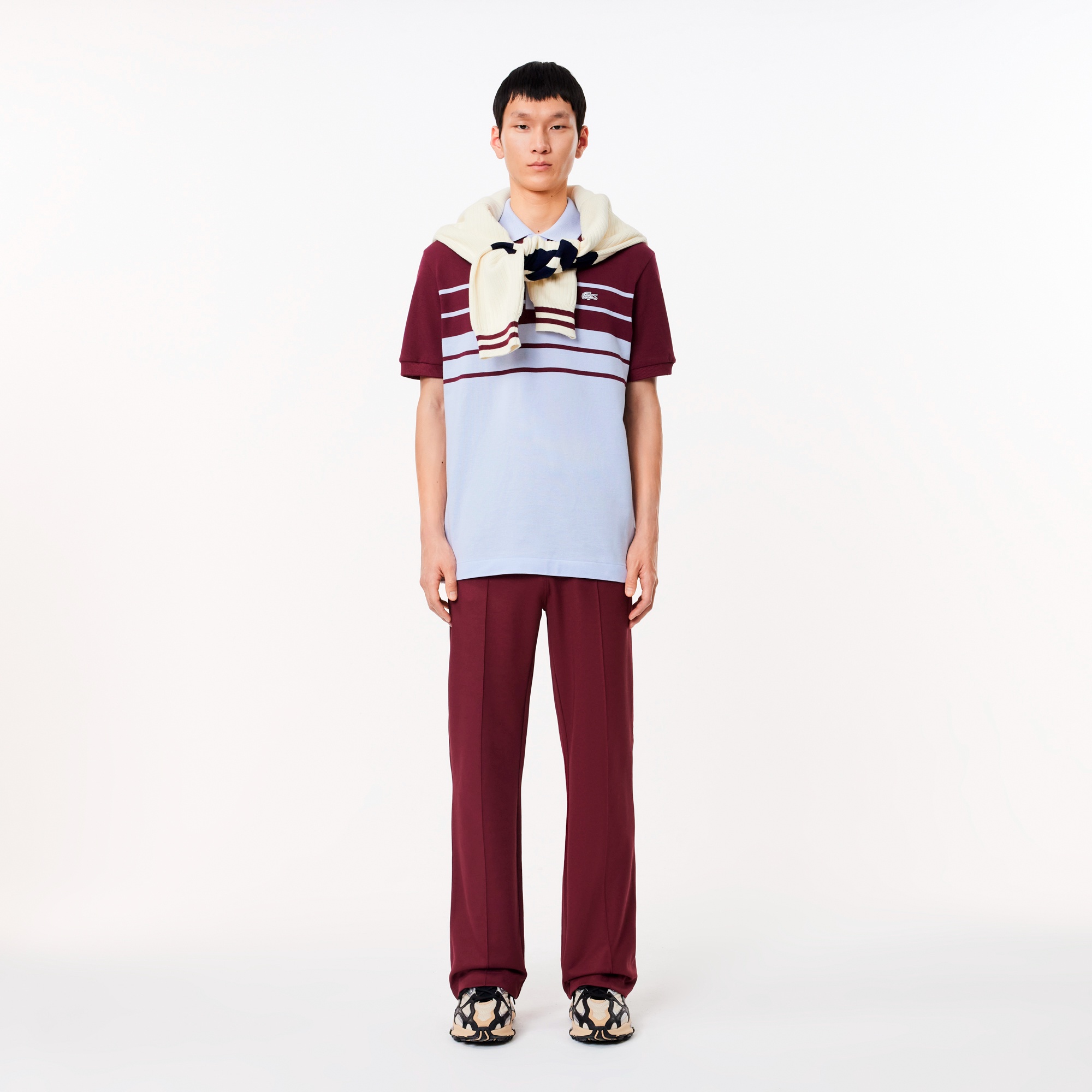 モノトーンパネルボーダーポロシャツ