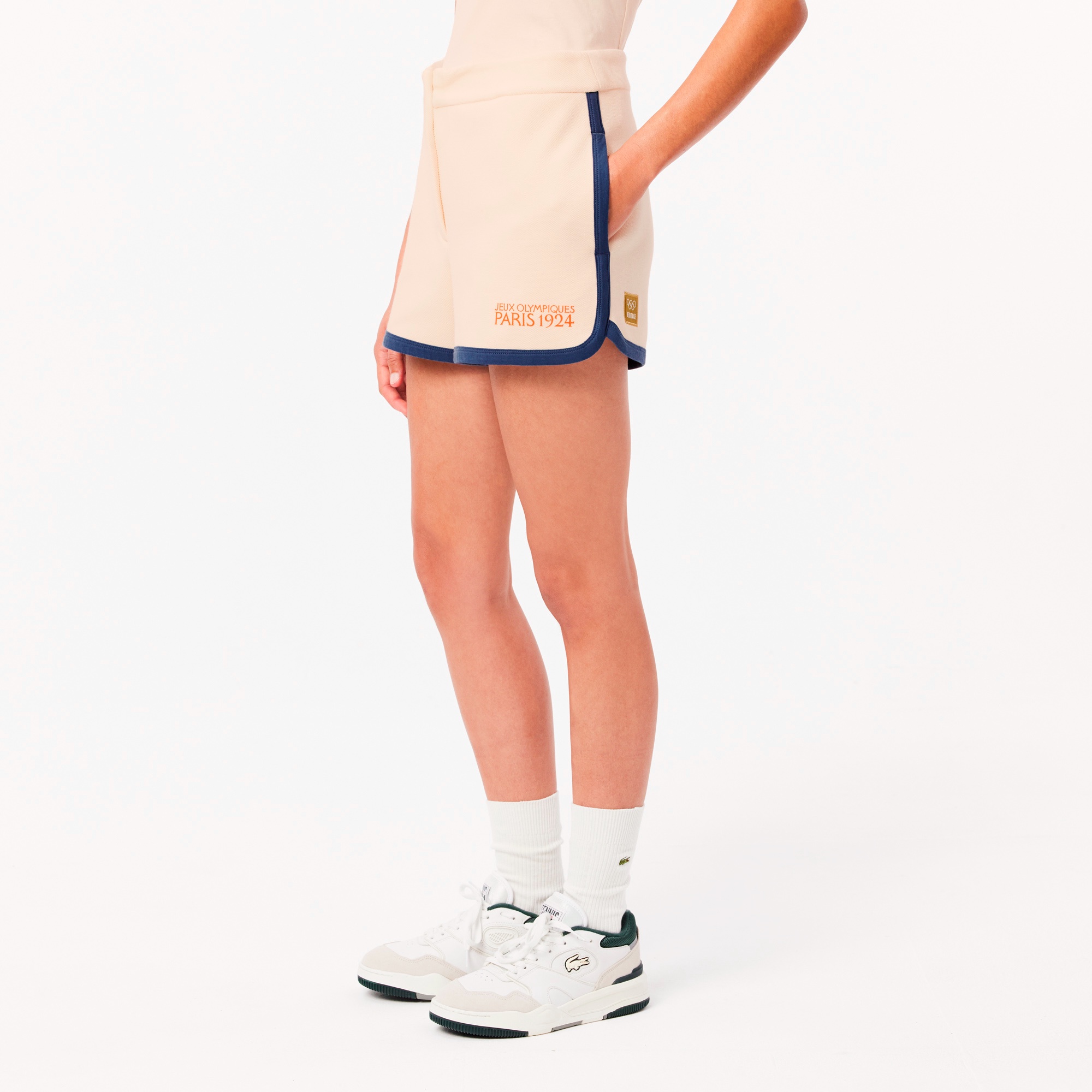 1924パリ 配色テーピング鹿の子地ウィメンズショートパンツ