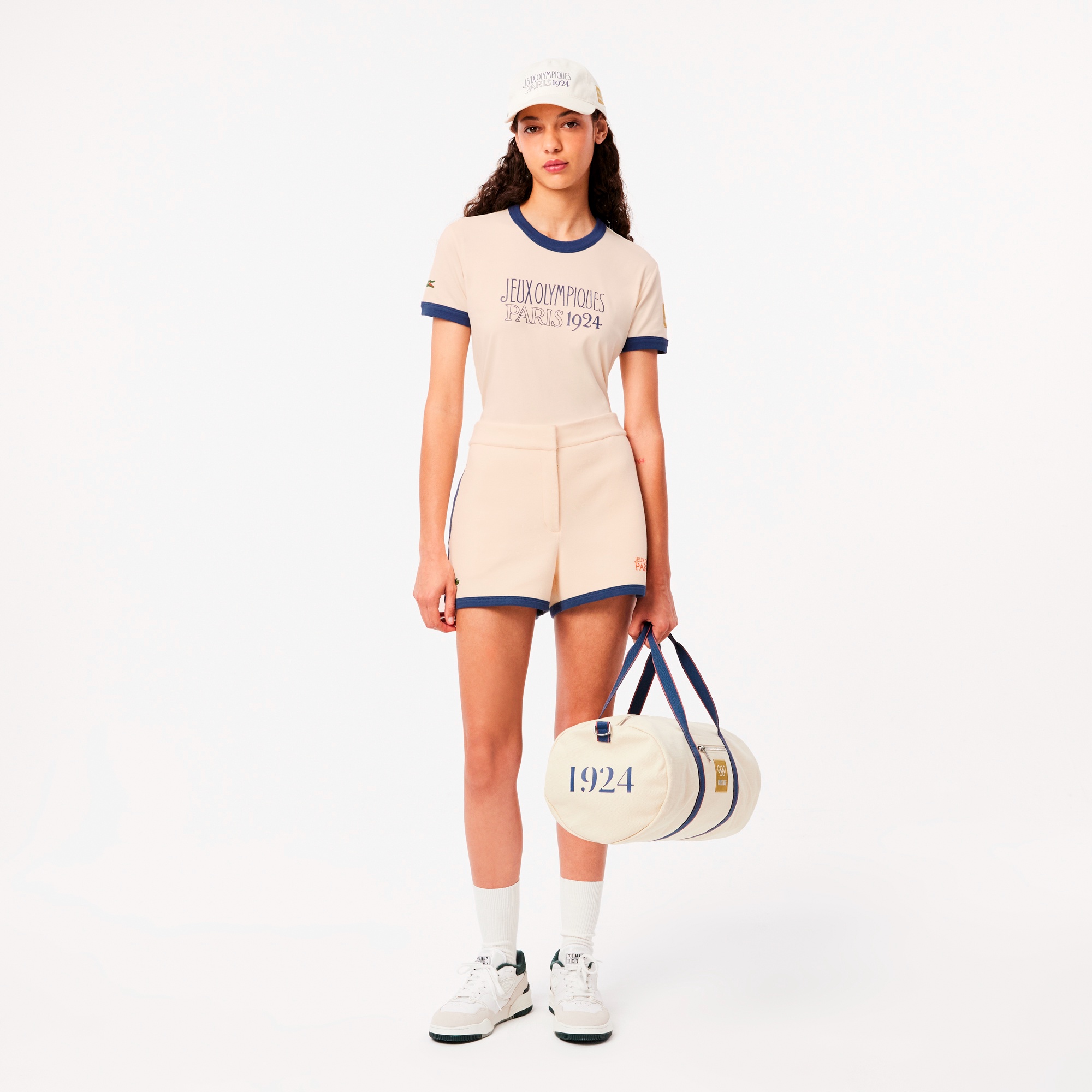 1924パリ 配色テーピング鹿の子地ウィメンズショートパンツ