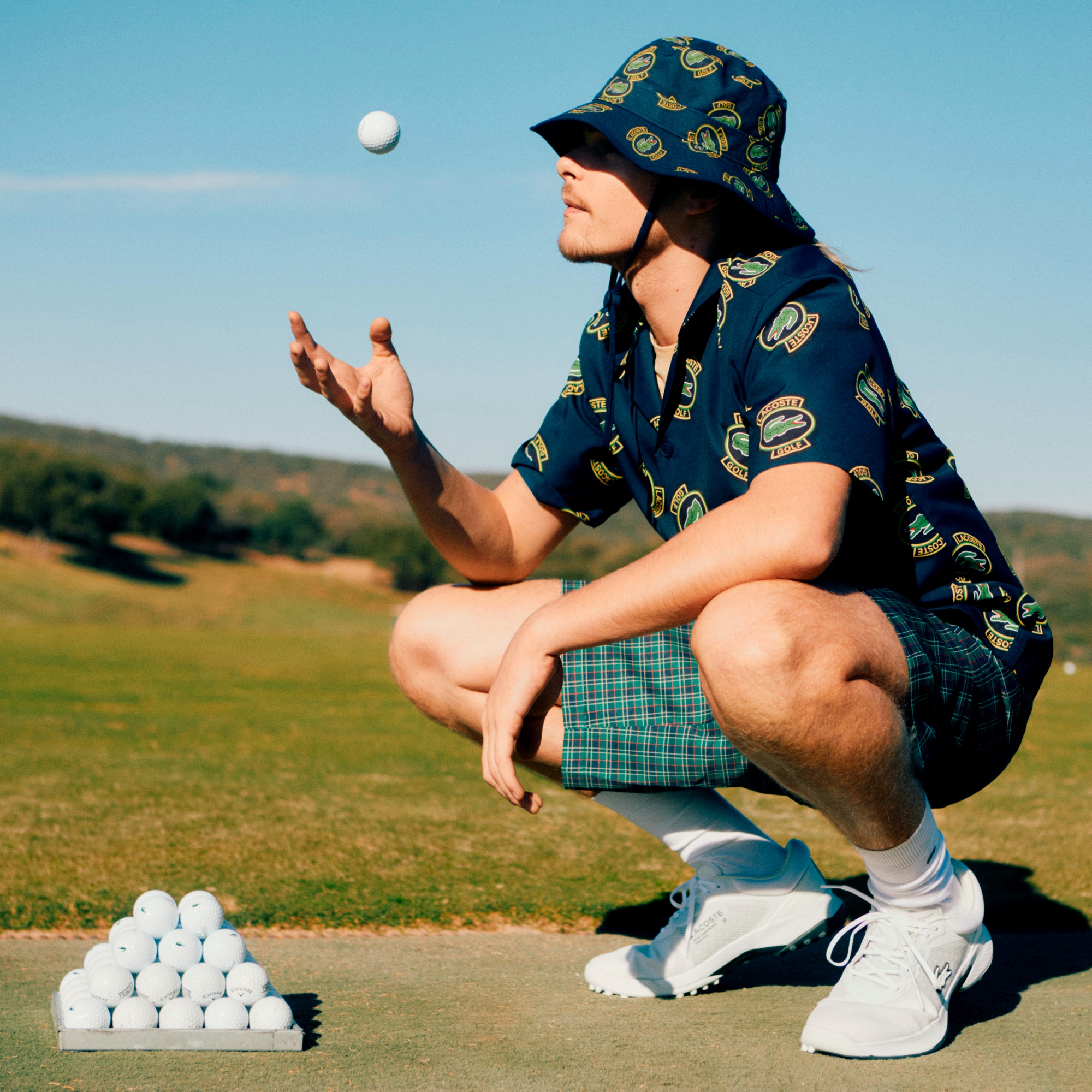 ウルトラドライオープンネック総柄シャツ