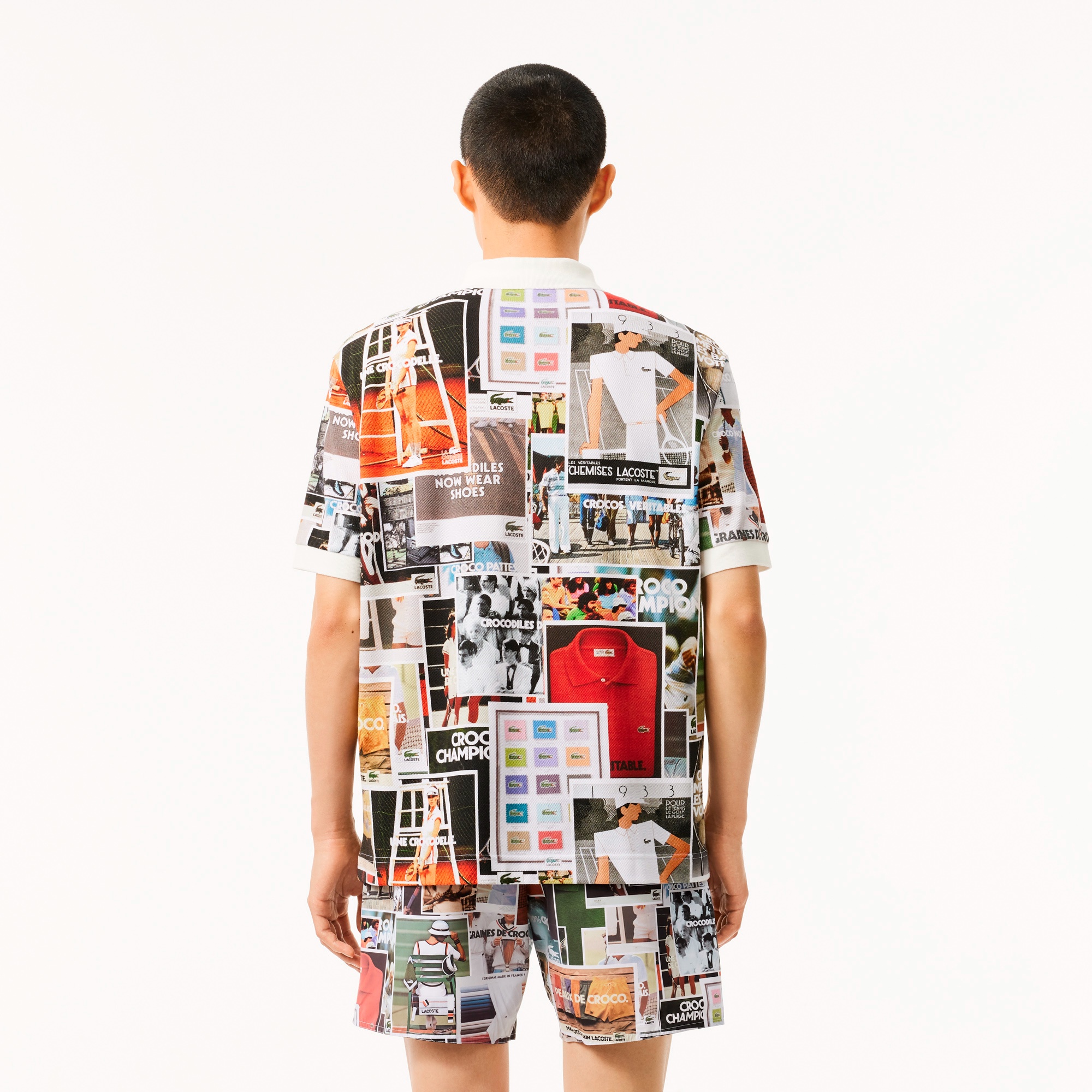 総柄転写プリントポロシャツ