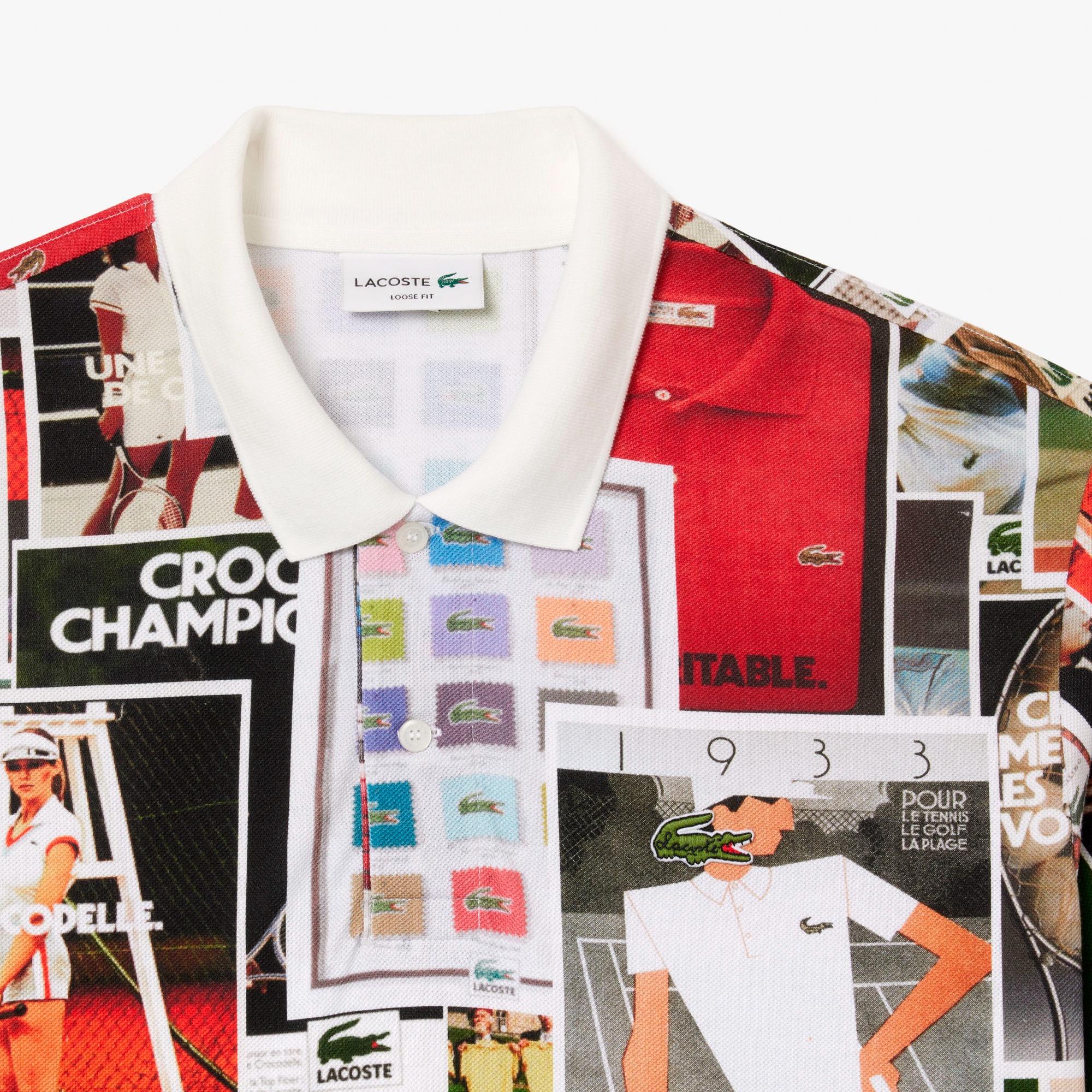 総柄転写プリントポロシャツ