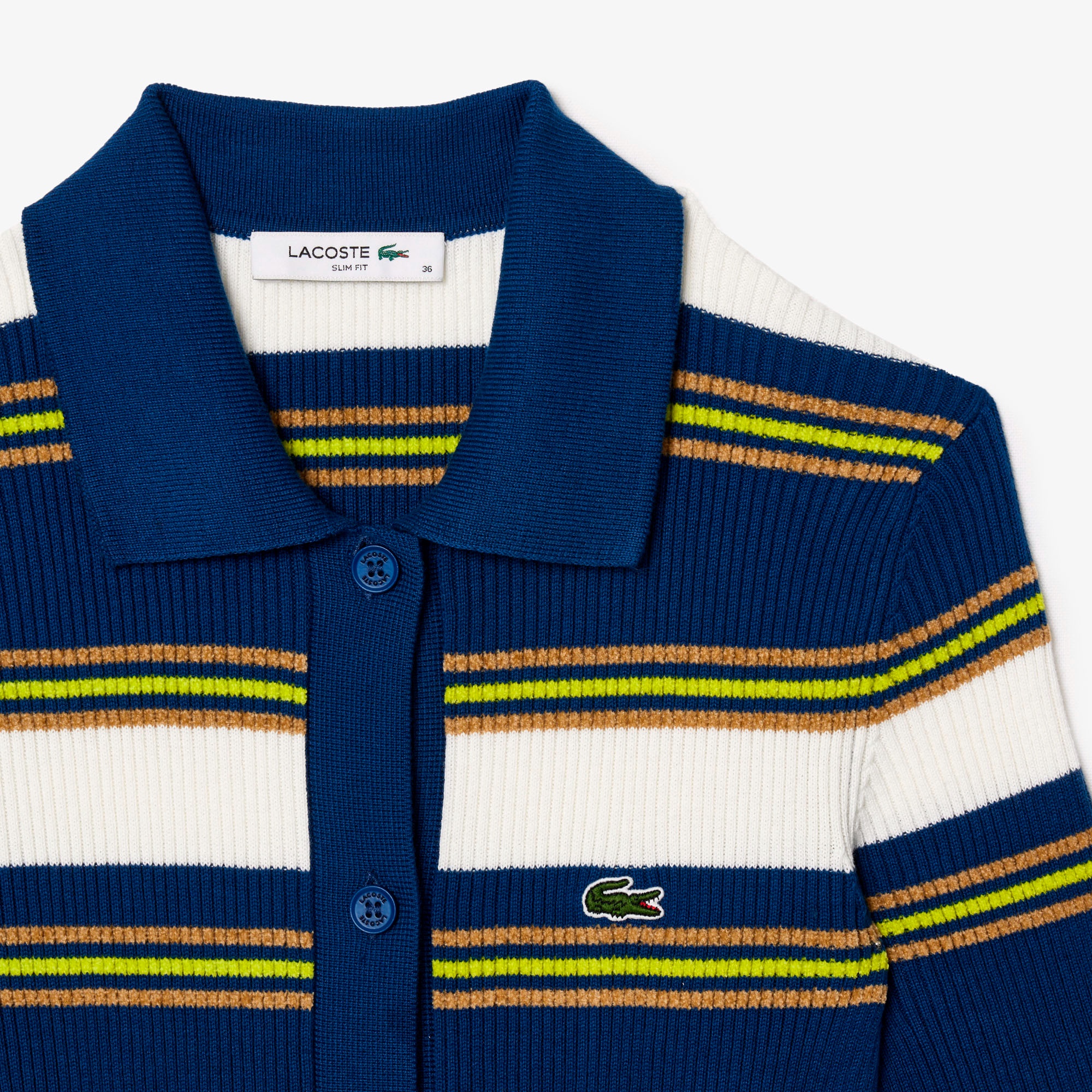 ポロカラーリブニットボーダーシャツドレス