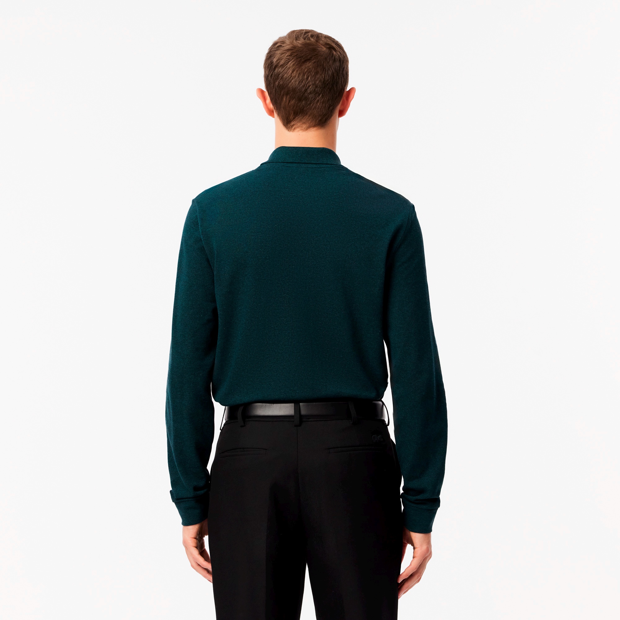 長袖 リブ カラ-ポロシャツ L1313 （杢・長袖)