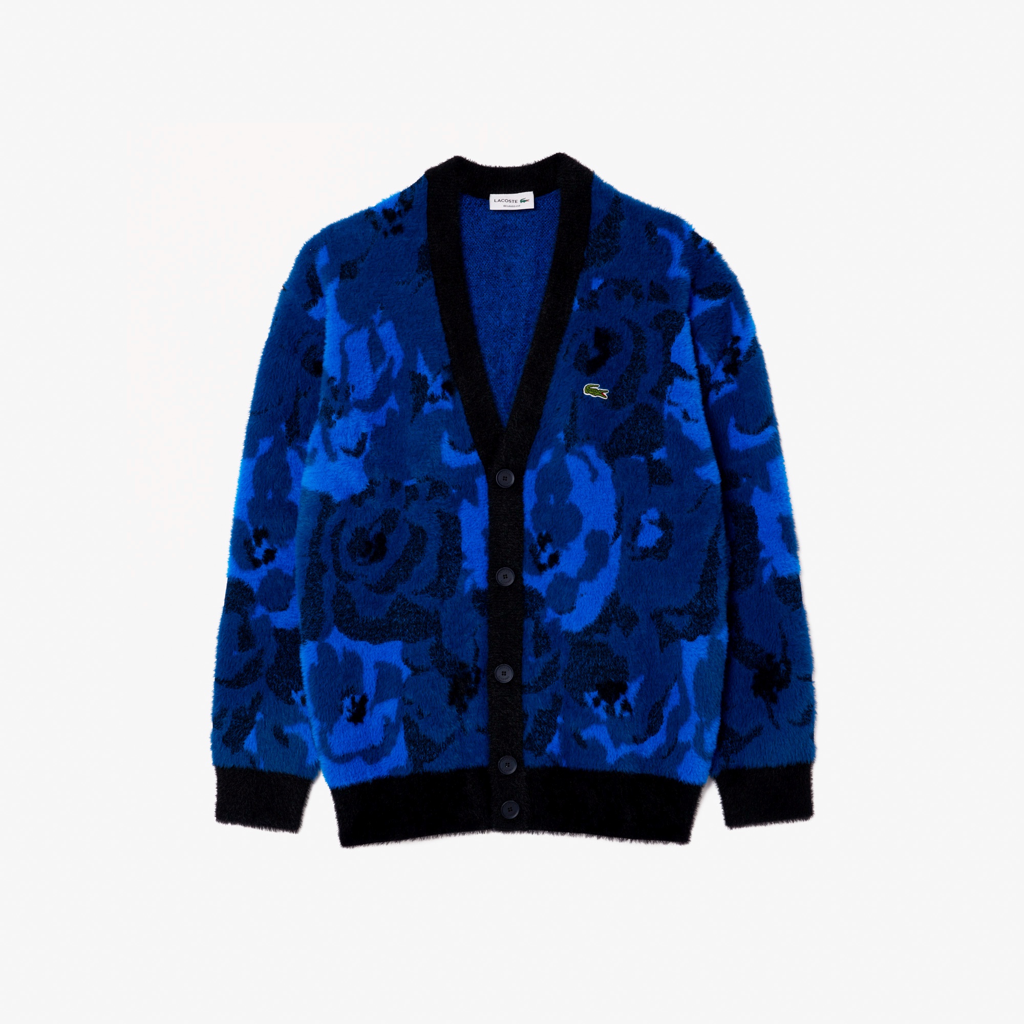 フローラルジャカードシャギーニットカーディガン