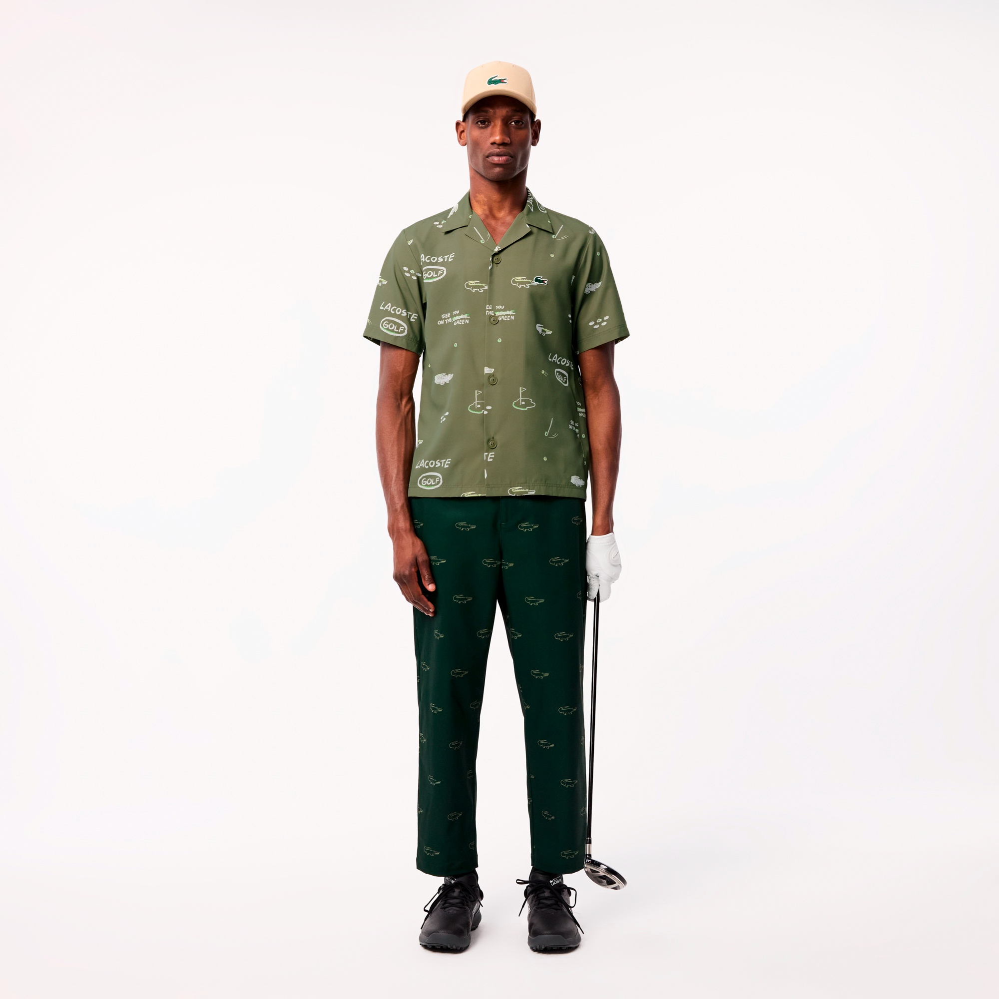 ウルトラドライオープンネック総柄シャツ