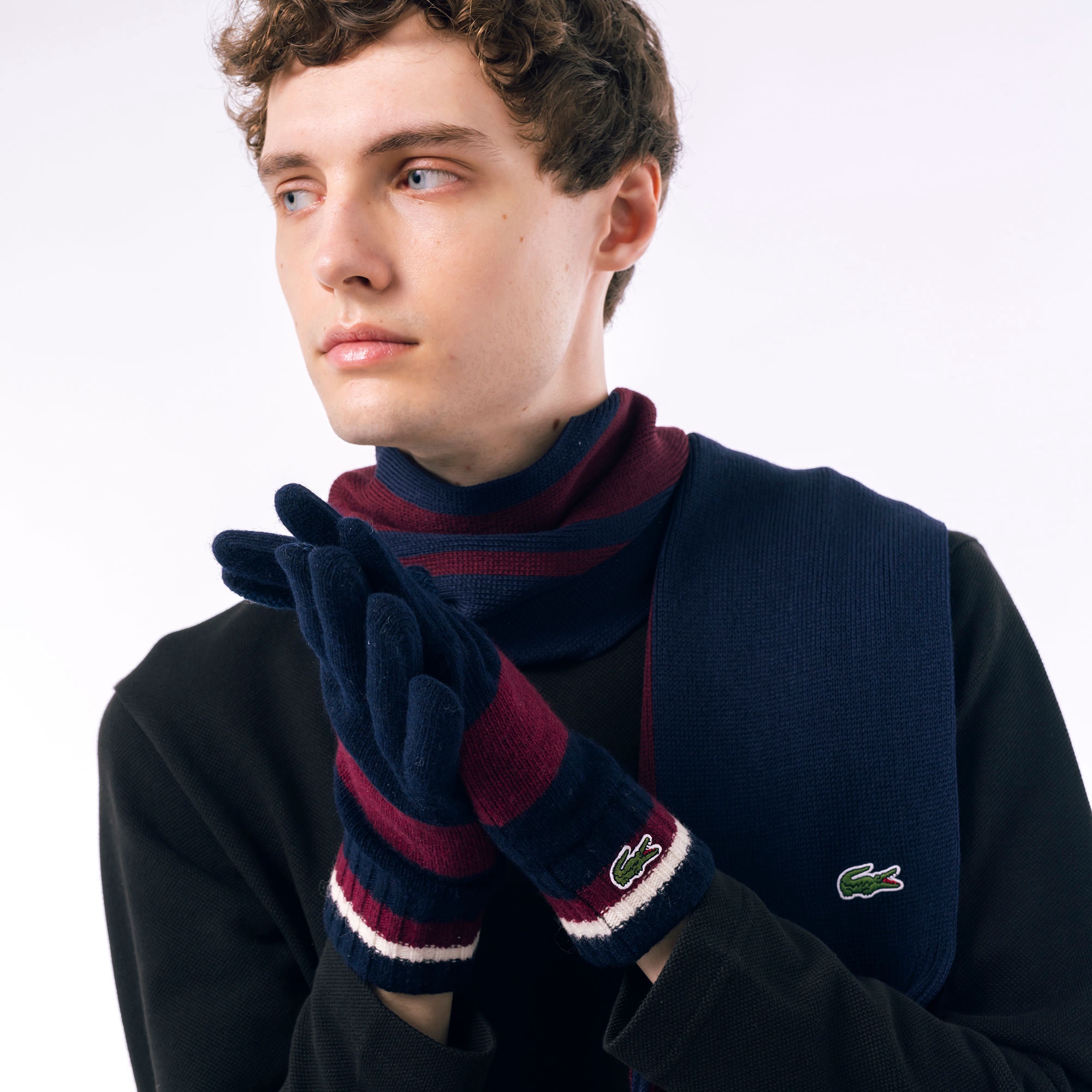 カラーブロックニットグローブ