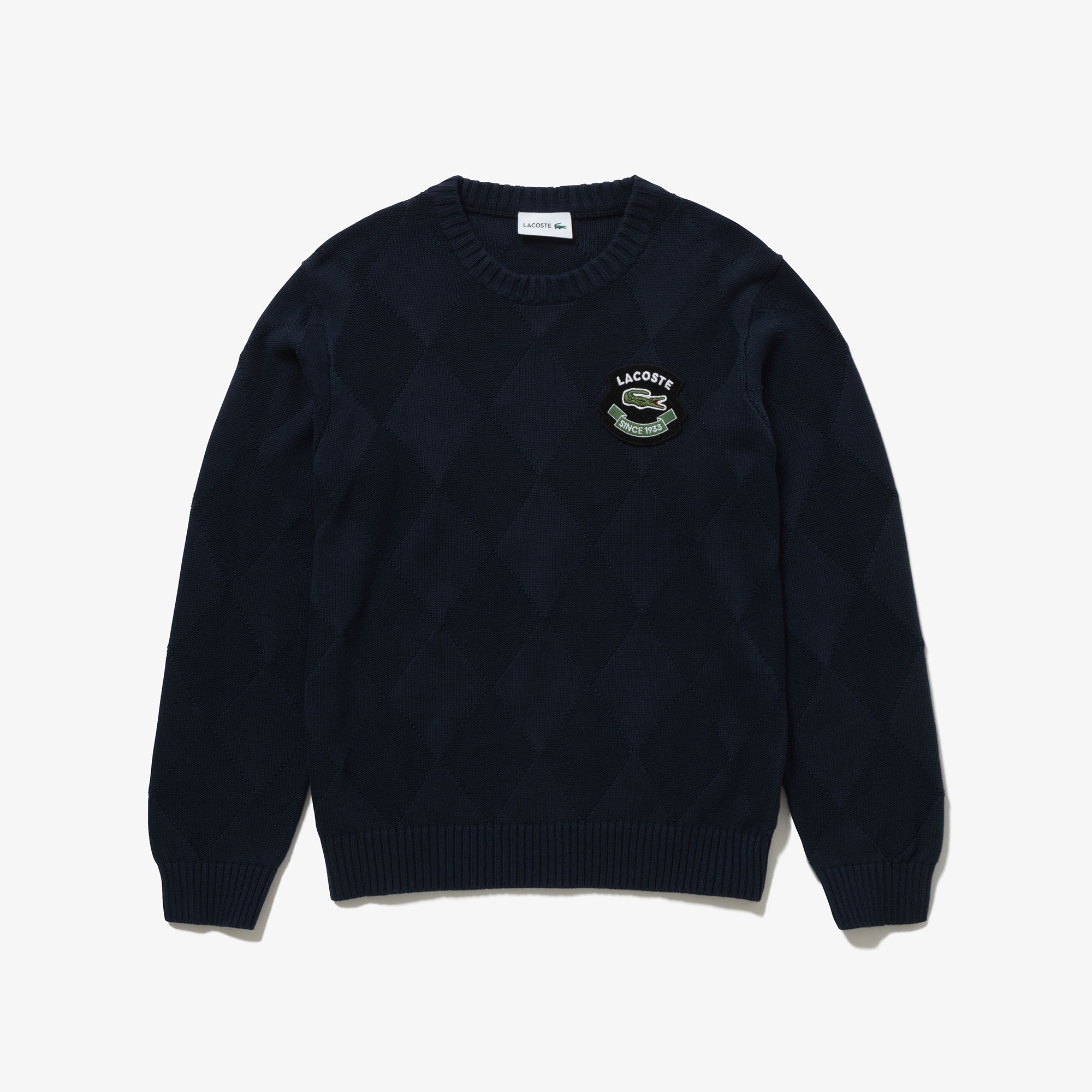 トーナルアーガイルコットンニットセーター