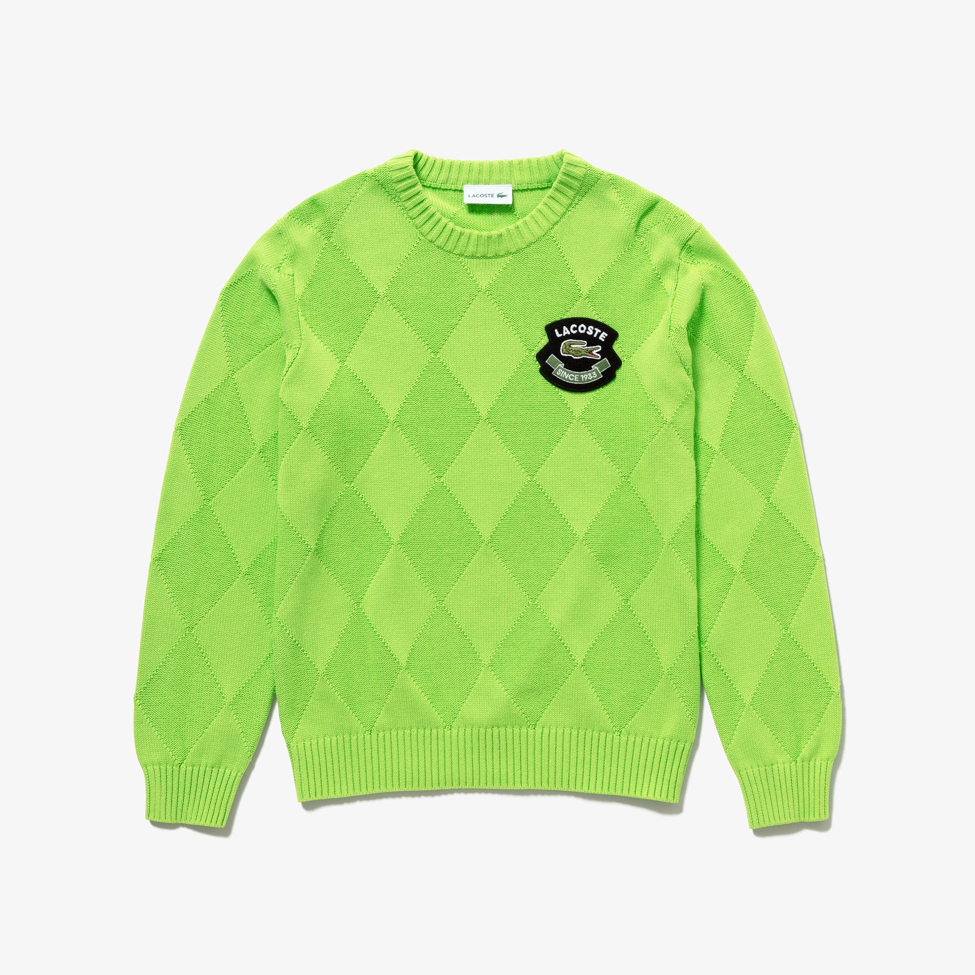 トーナルアーガイルコットンニットセーター