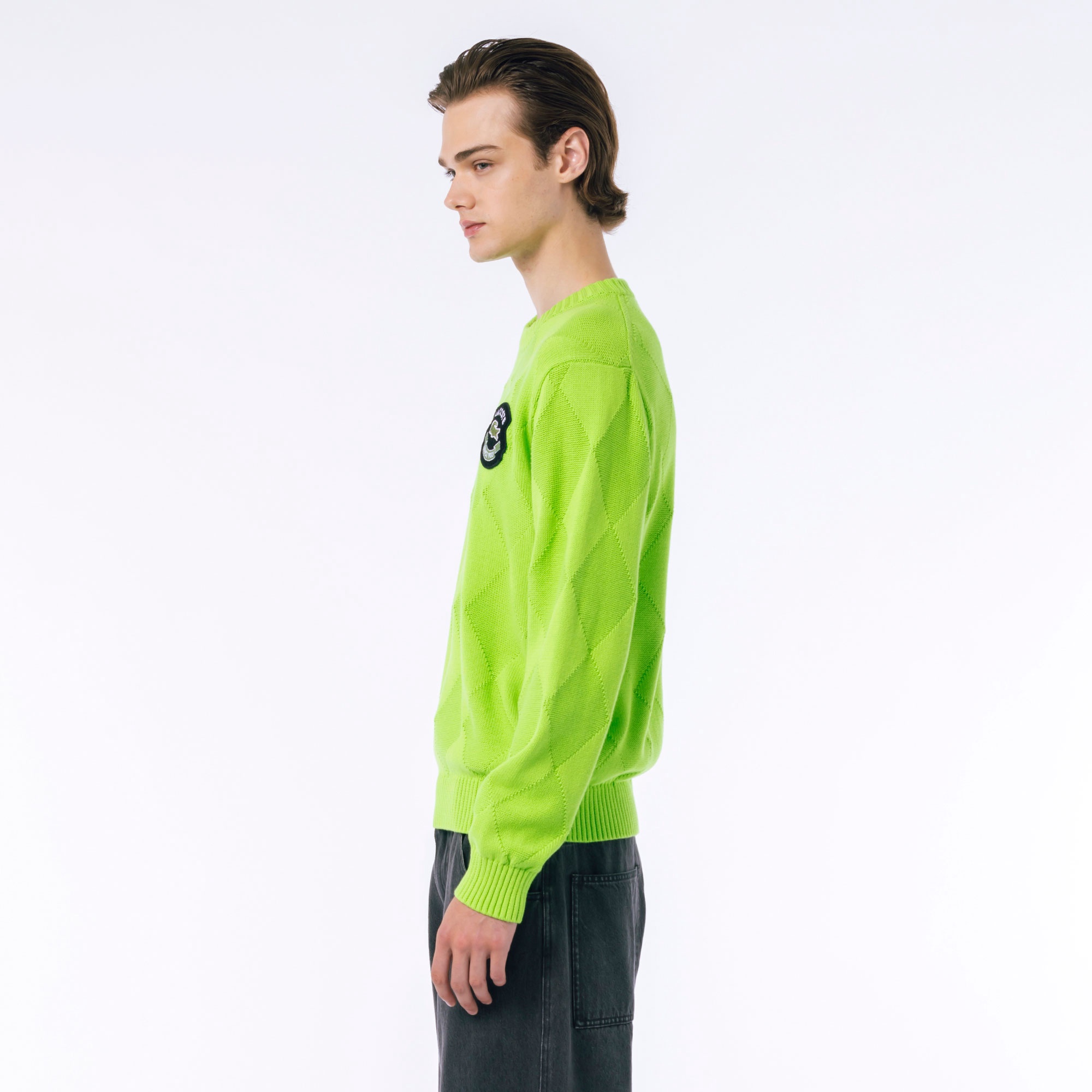 トーナルアーガイルコットンニットセーター