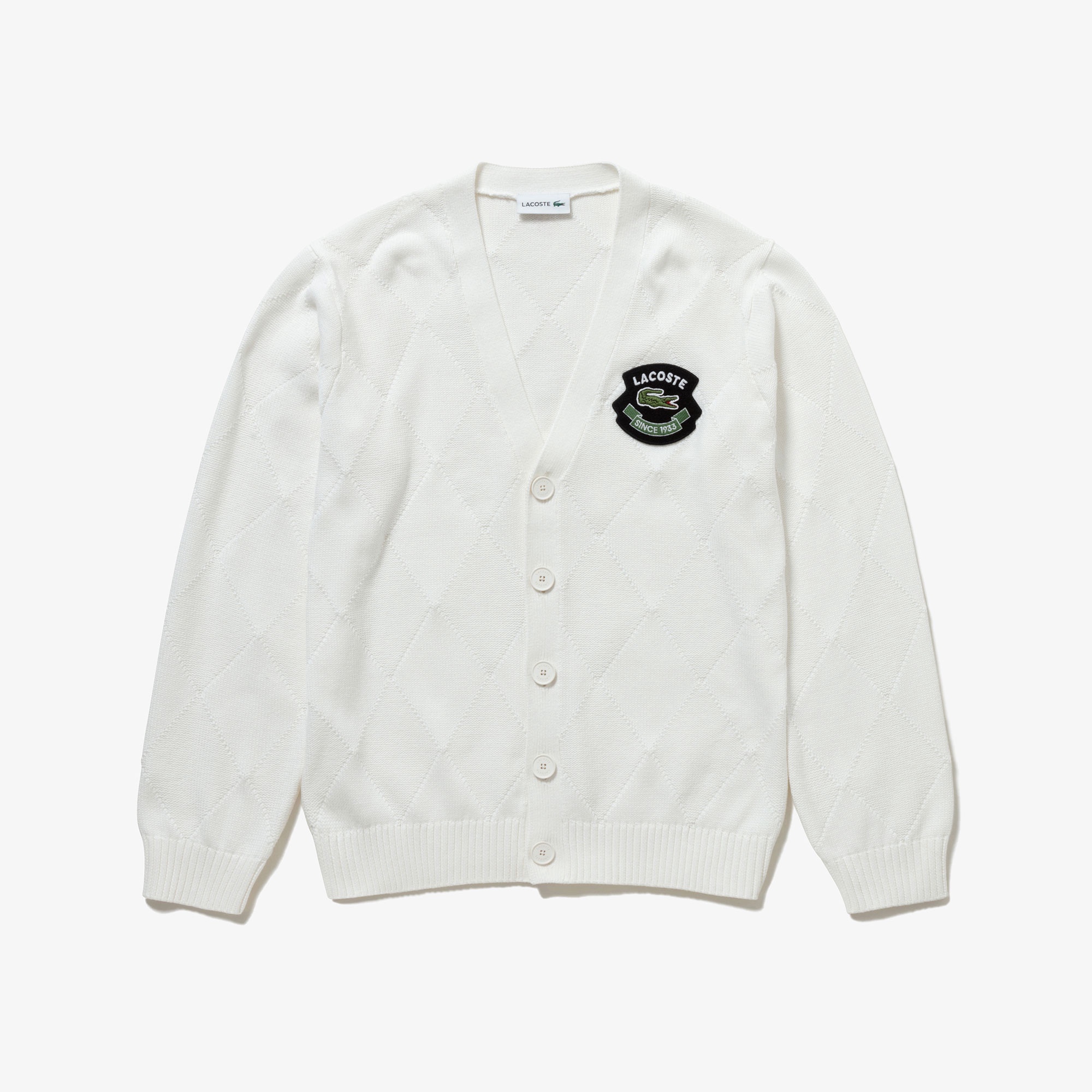 トーナルアーガイルVネックコットンニットセーター